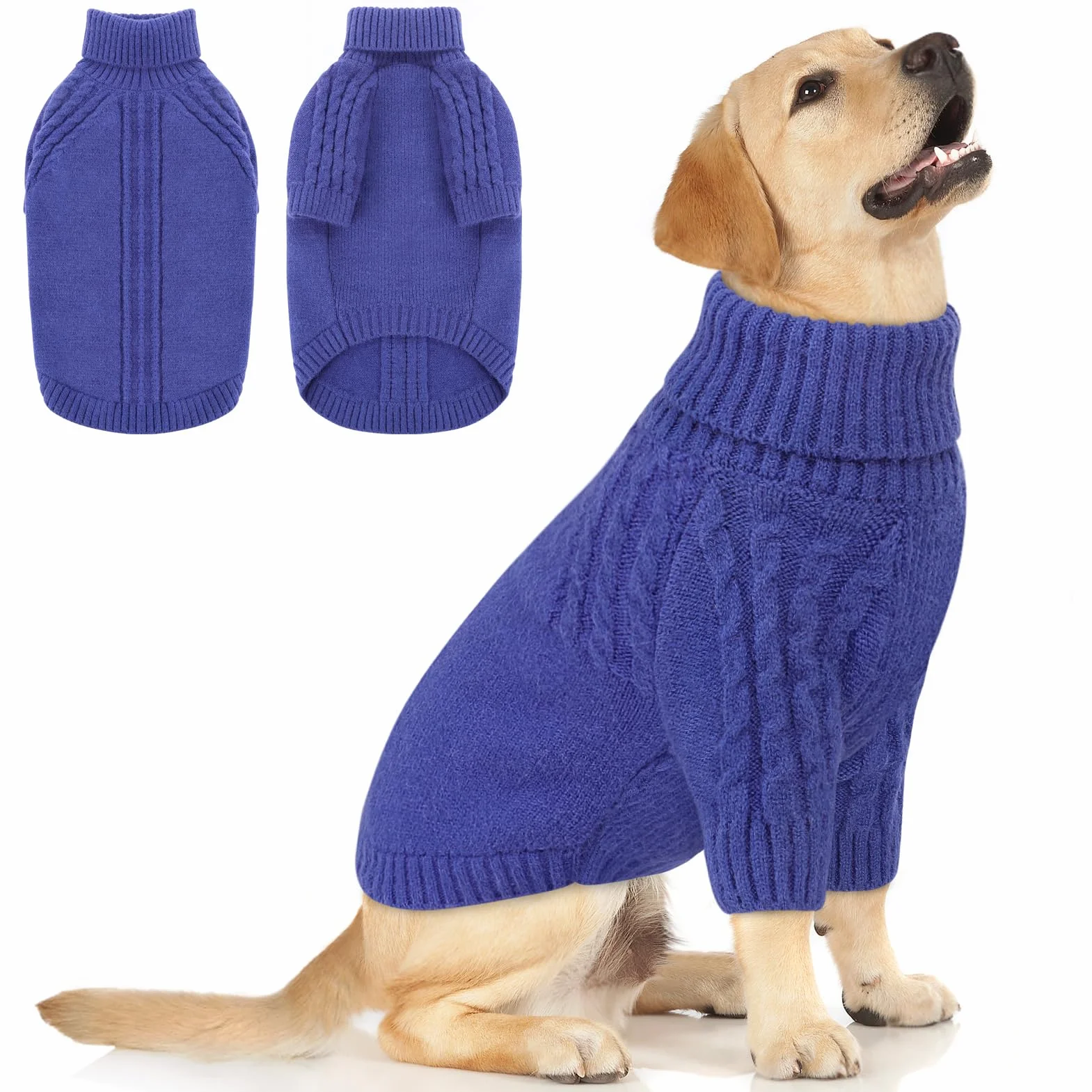 Queenmore Maglione Cane XL, Maglieria con Maniche Lunghe per Inverno, Adatto a Labrador, Border Collie, Golden Retriever - Maglione Natalizio (Blu, XL)