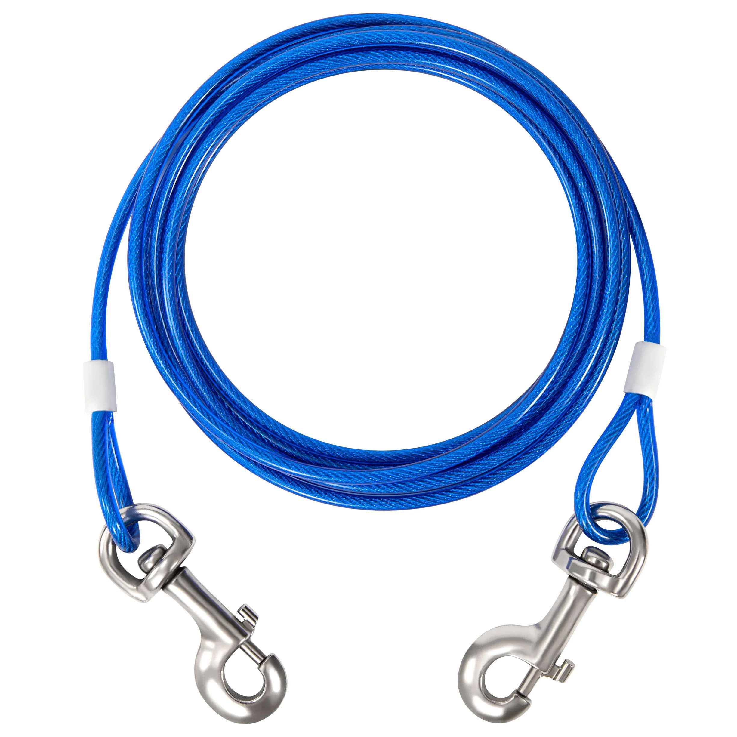 Cavo per Cani Resistente 5m Corda per Cani in Filo D'acciaio Cavo di Collegamento e Cani con Fibbia Rotante in Metallo per Esterni Cortile Campeggio Giardino Blu