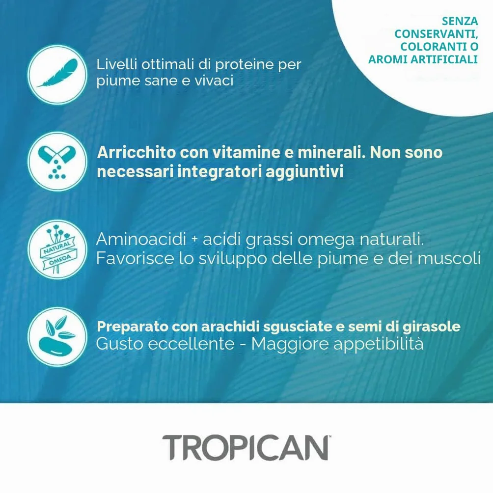 Hari Granuli di Cockatiel Tropican Lifetime 820 g