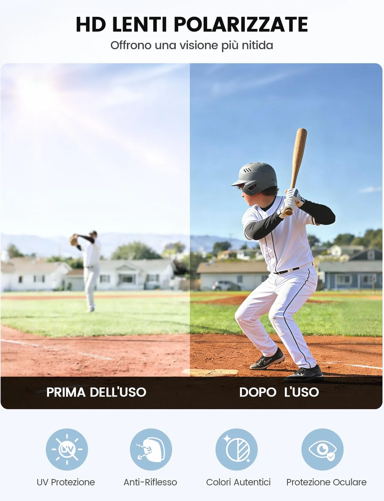 Lamicall Polarizzati Occhiali Ciclismo per Bambini - [22g Ultraleggero] UV400 Protezione, Materiale-TR90, Occhiali da Sole Sportivi con Naselli Regolabili, Occhiali Bambini per Corsa/Ciclismo/Baseball