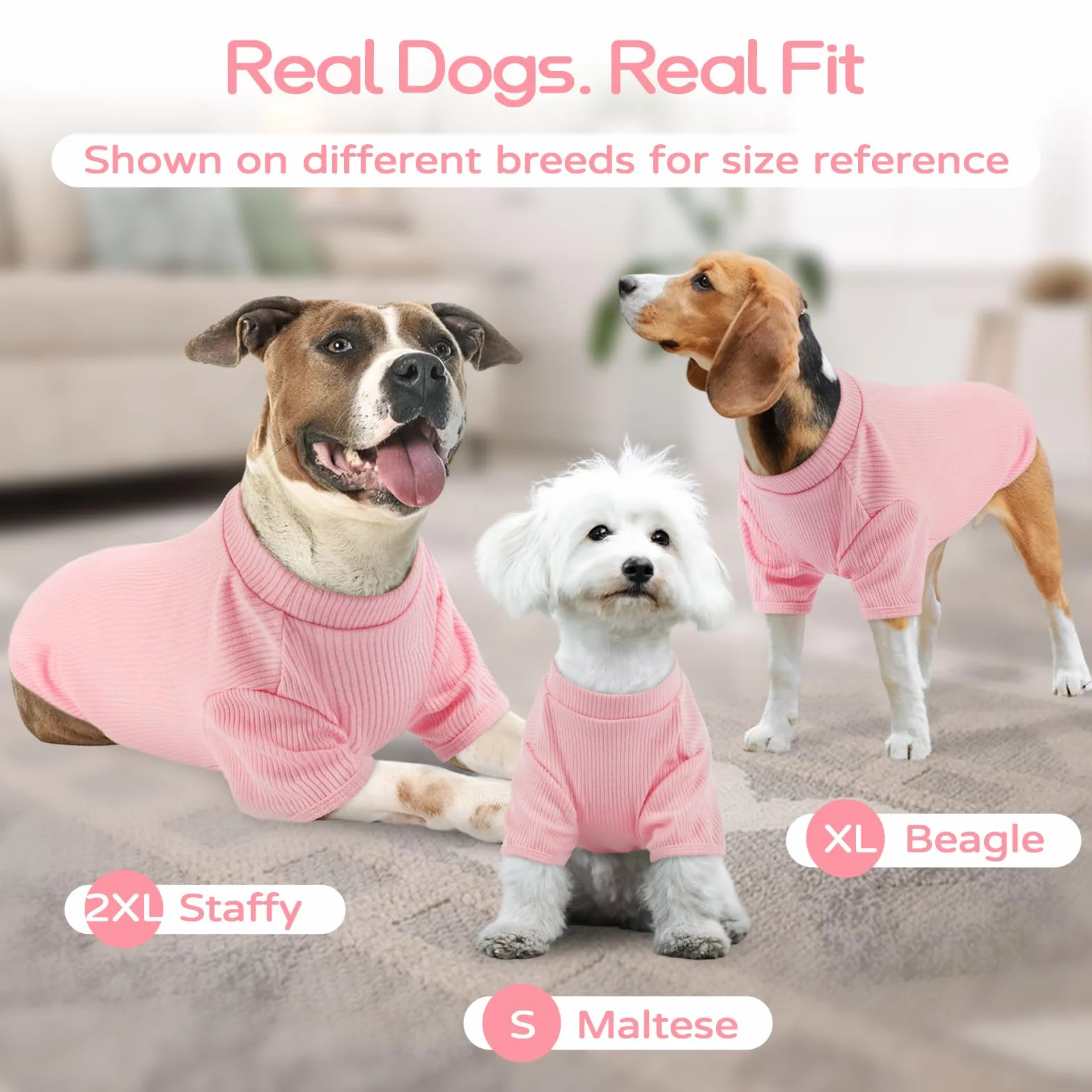 Leggero Pullover Per Cani In Maglia A Costine T-Shirt Per Bulldog Francese Beagle Rosa Fiorita