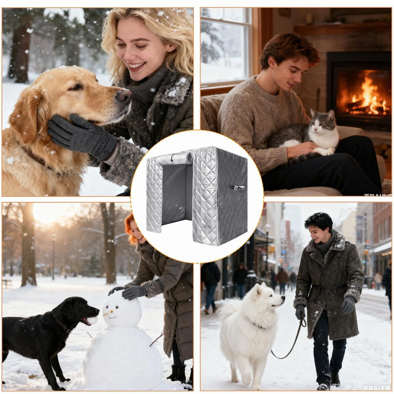 Copertura Per Gabbia Per Cani Impermeabile Antivento Isolata per Cuccia Interno Esterno Giardino