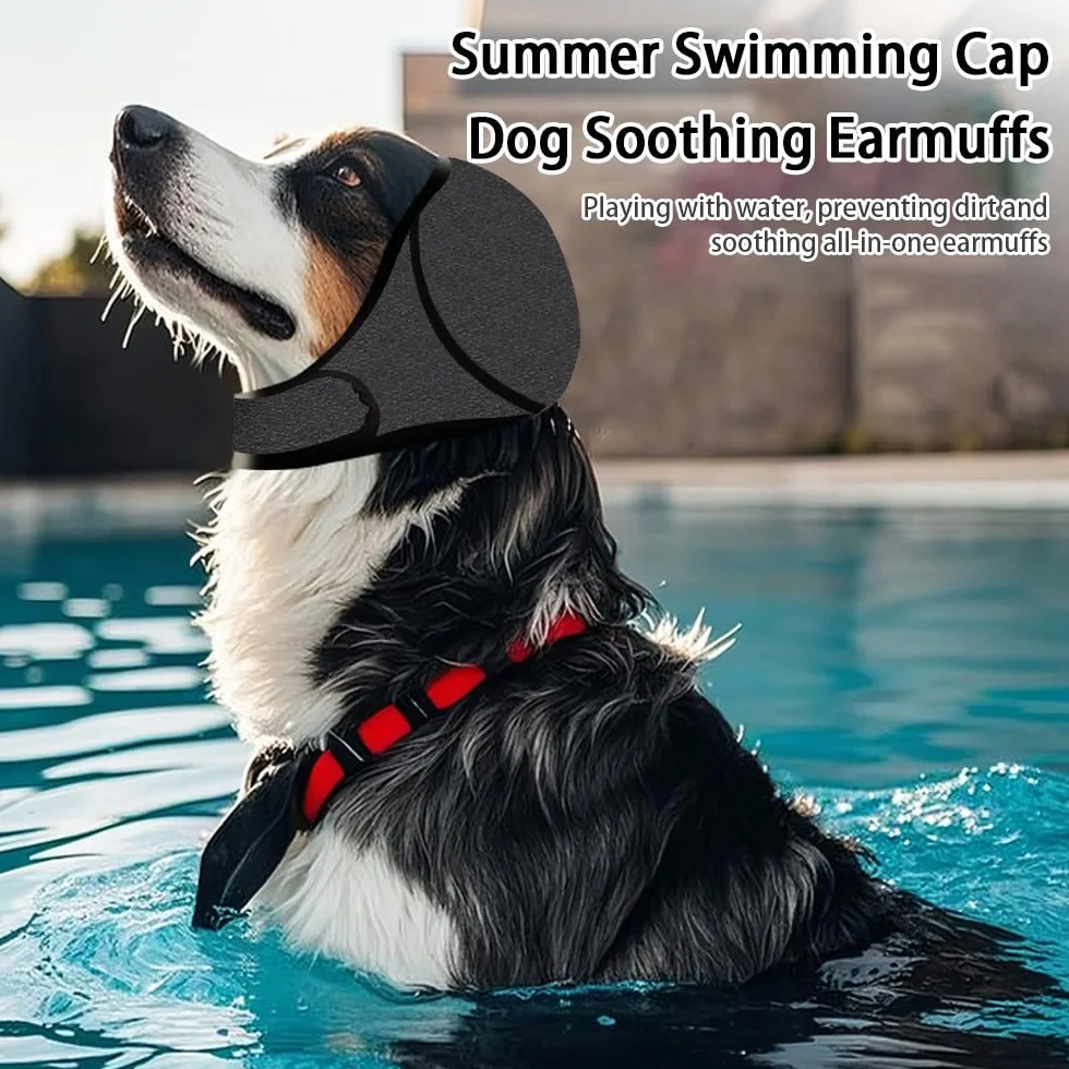 Paraorecchie Cane Scudi Confortevoli Anti Ansia Sollievo dal Rumore Snoods con Nastro Autoadesivo Regolabile per Cani Grigio L