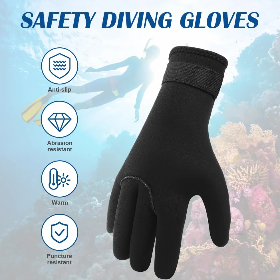AUAUY Guanti e Calzini in Neoprene Elastico, Unisex 3mm Guanti e Calzini da Muta Termica, Polso Elastico e Particelle Antiscivolo, per Immersioni Snorkeling Surf Pagaia Kayak Nuoto