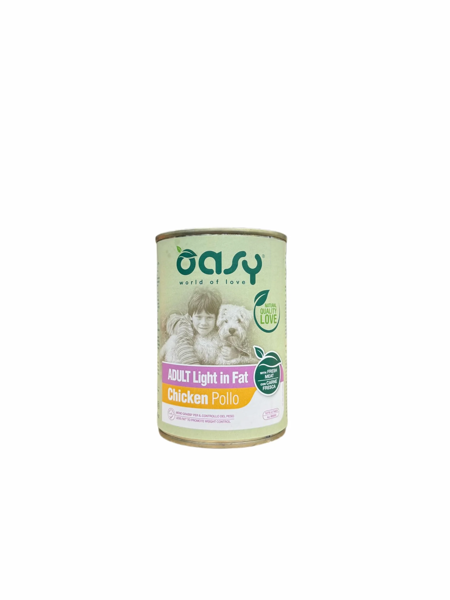 Oasy cane adult Light in Fat patè gusto POLLO | 6 lattine da 400 grammi l'una.
