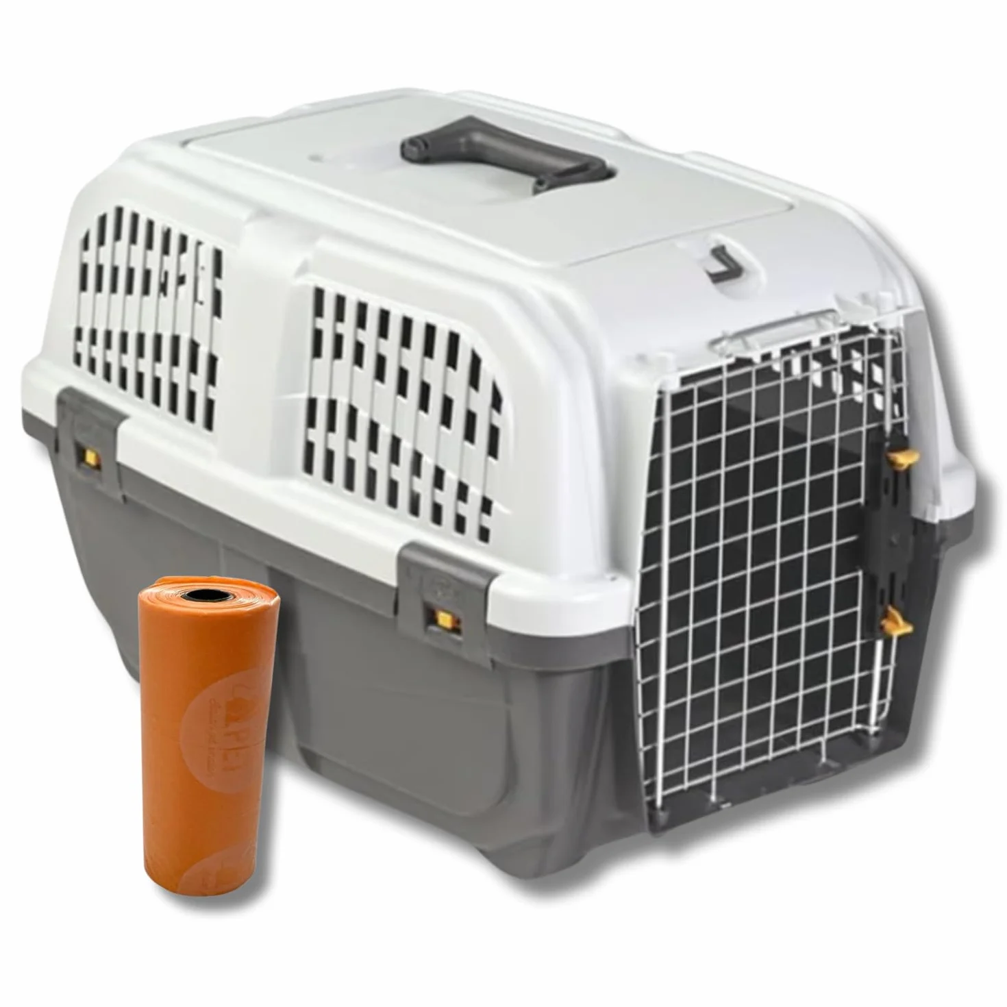 Pet’s Market Trasportino Skudo 3 Gatto Cane Rigido Sacchetti Igienici in Omaggio Accessorio da Viaggio Animali Porta in Ferro Fessure Conforme agli Standard Aerei (3 (60X40X39h))