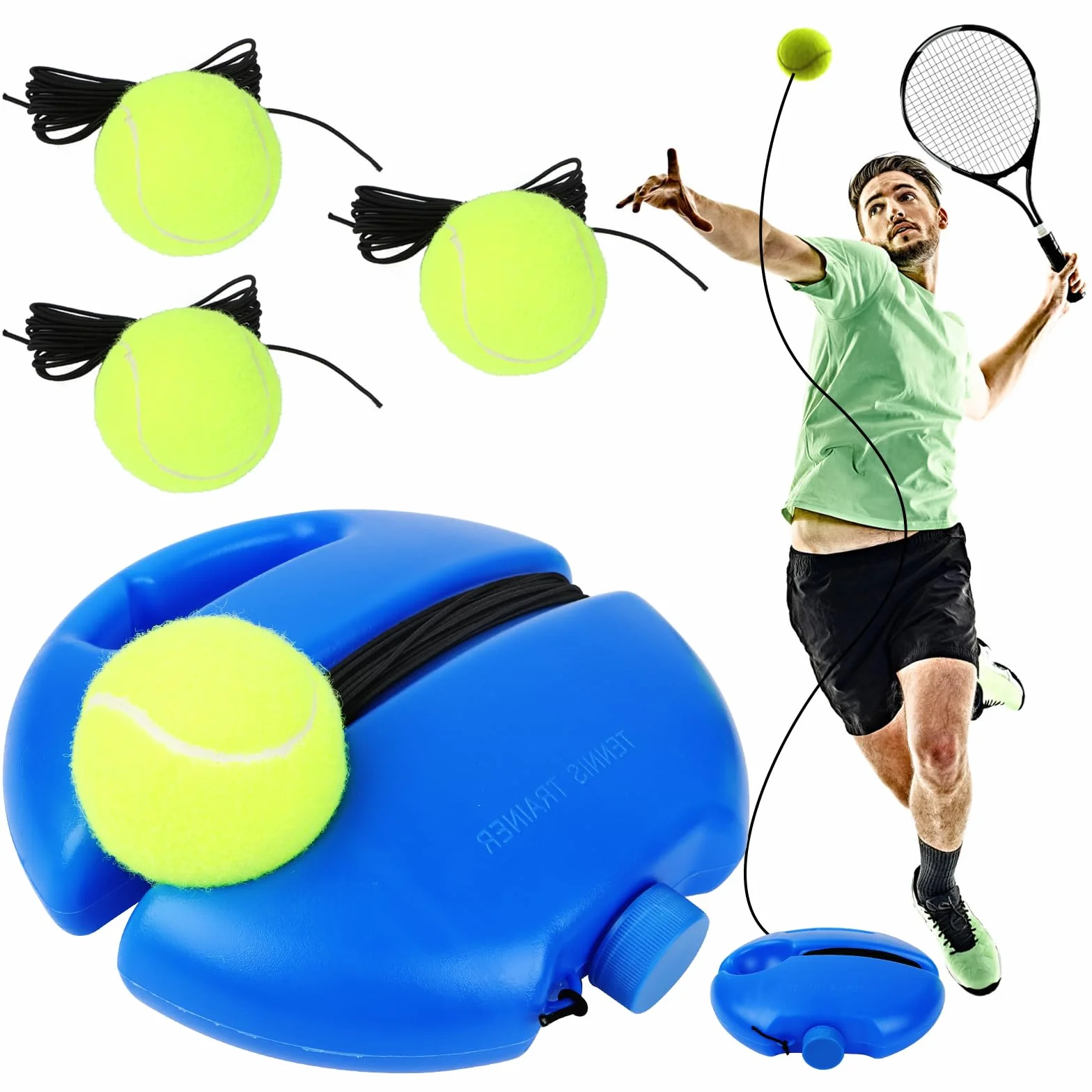 Jognee Set di 3 palline di rimbalzo per tennis, attrezzatura da tennis, palla da tennis, allenamento da tennis, con perizoma per bambini, giocatori principianti