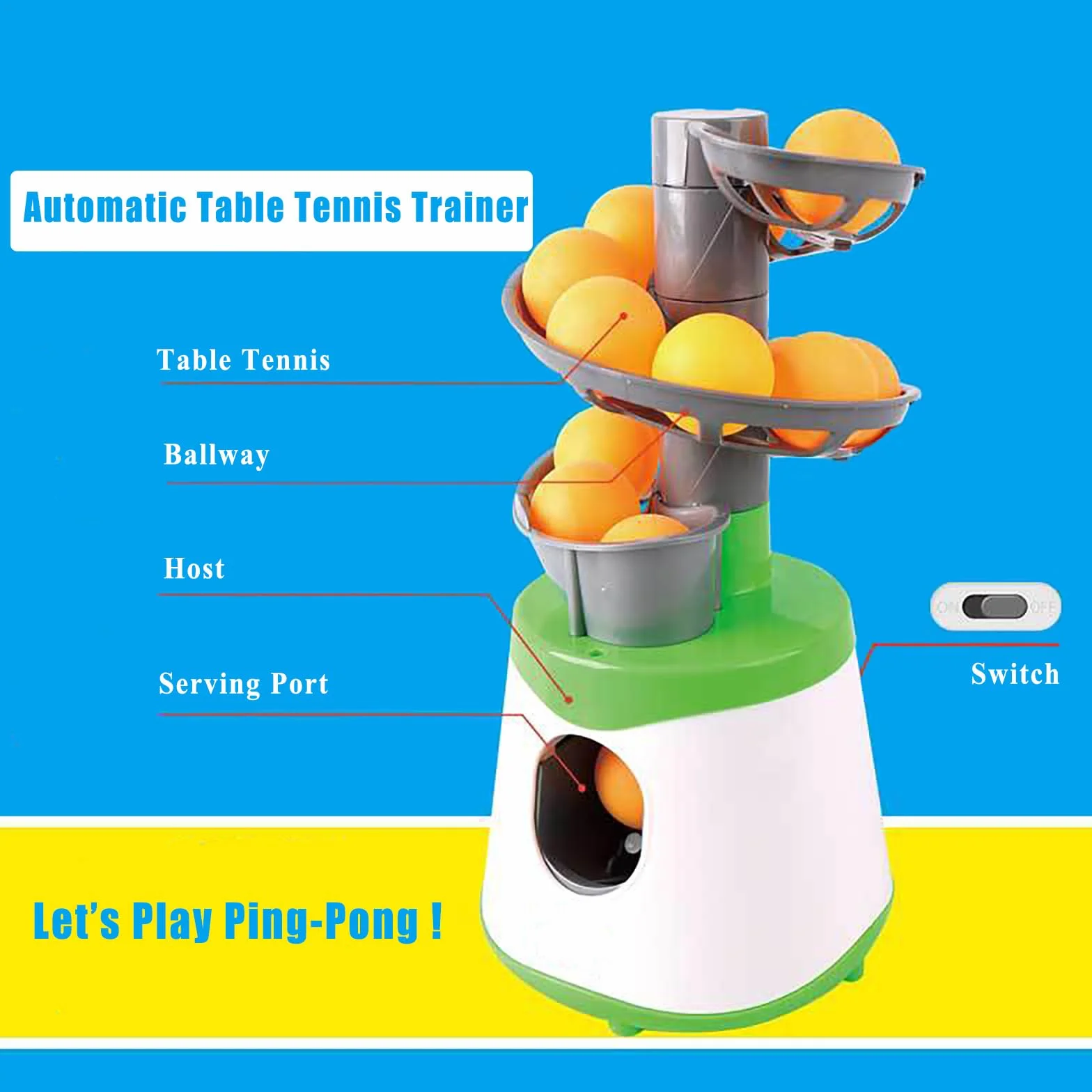 Fydun Automatic Table Tennis Ball Machine Portable Training Launcher for Kids