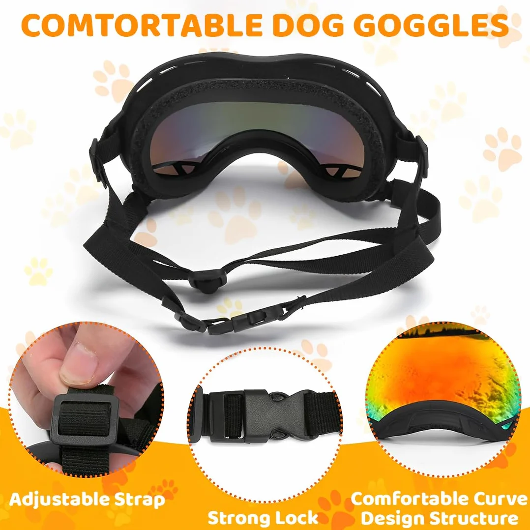 Occhiali da Sole per Cani, Occhiali da Sole Cani con Cinturini Regolabili, Protezione UV