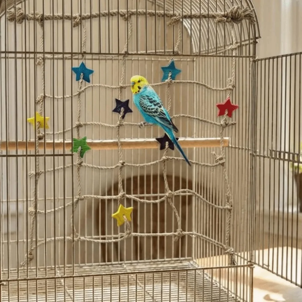 Rete da arrampicata per pappagalli con gancio, scala in corda per gabbia piccoli animali