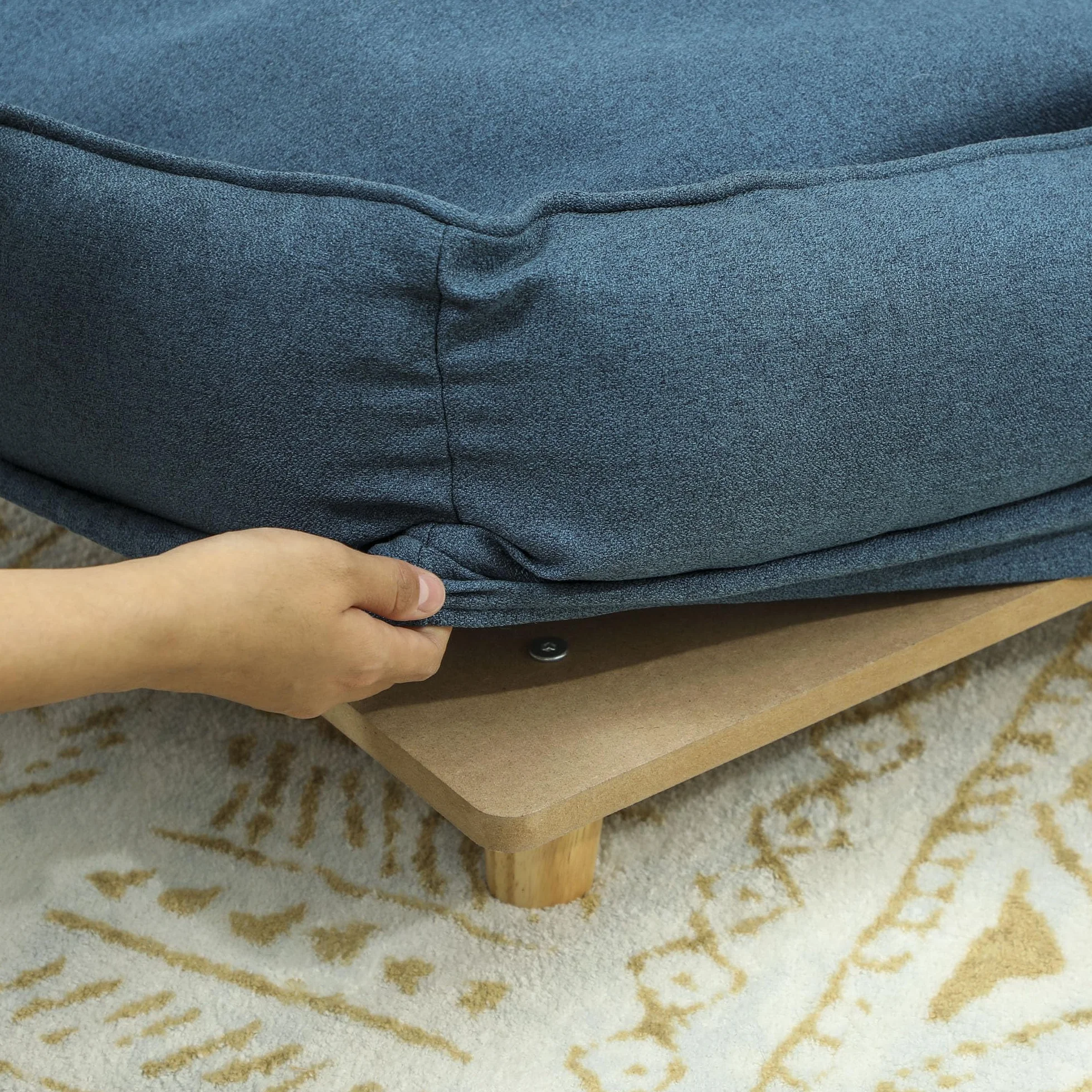 PawHut Divano per Cani Grandi Fino 30 kg, Cuccia Lettino Rialzato per Animali da Interno con Cuscino Rimovibile, 96x66x24 cm, Blu