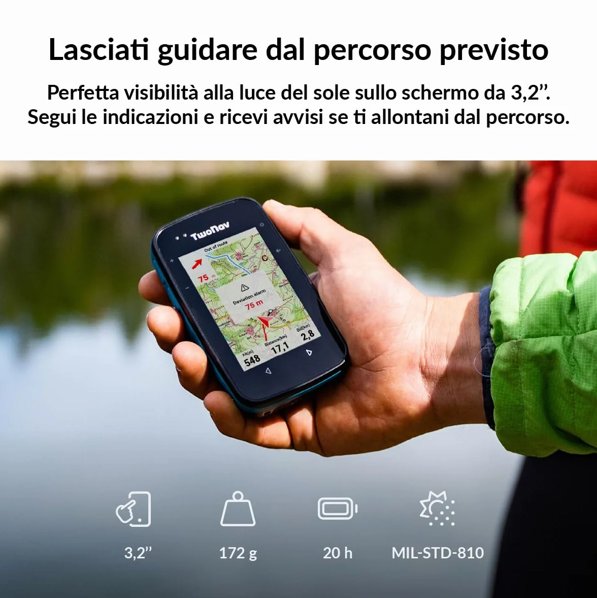 TwoNav Cross Plus (32 GB) + Carta completa Italia TomTom, GPS con schermo da 3,2 pollici per MTB, ciclismo, trekking o escursionismo