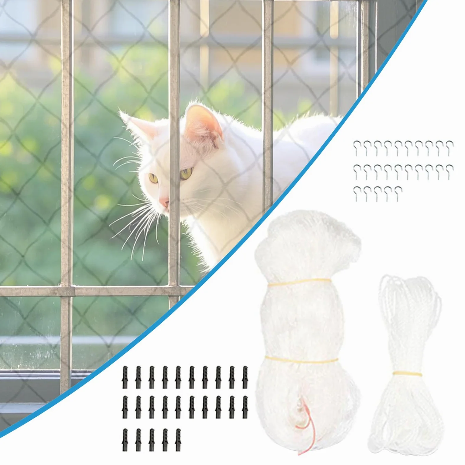 NETTINA DI BALCONO per animali domestici, balcone da rete per gatti | Rete per la per animali domestici per balcone, scale, porta,