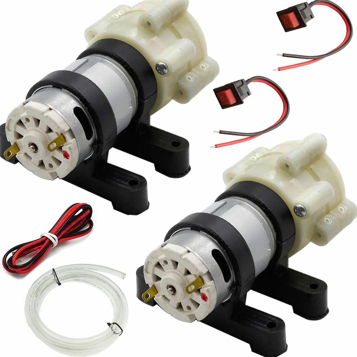 RUNCCI-YUN Pompa Acqua a Membrana 12V Mini Pompa Acqua Elettrica 1,5-1,8L / min Pompa autoadescante DC12V per tè macchina per acquario Aquarium, Fish Tank Fountain（2Pcs）