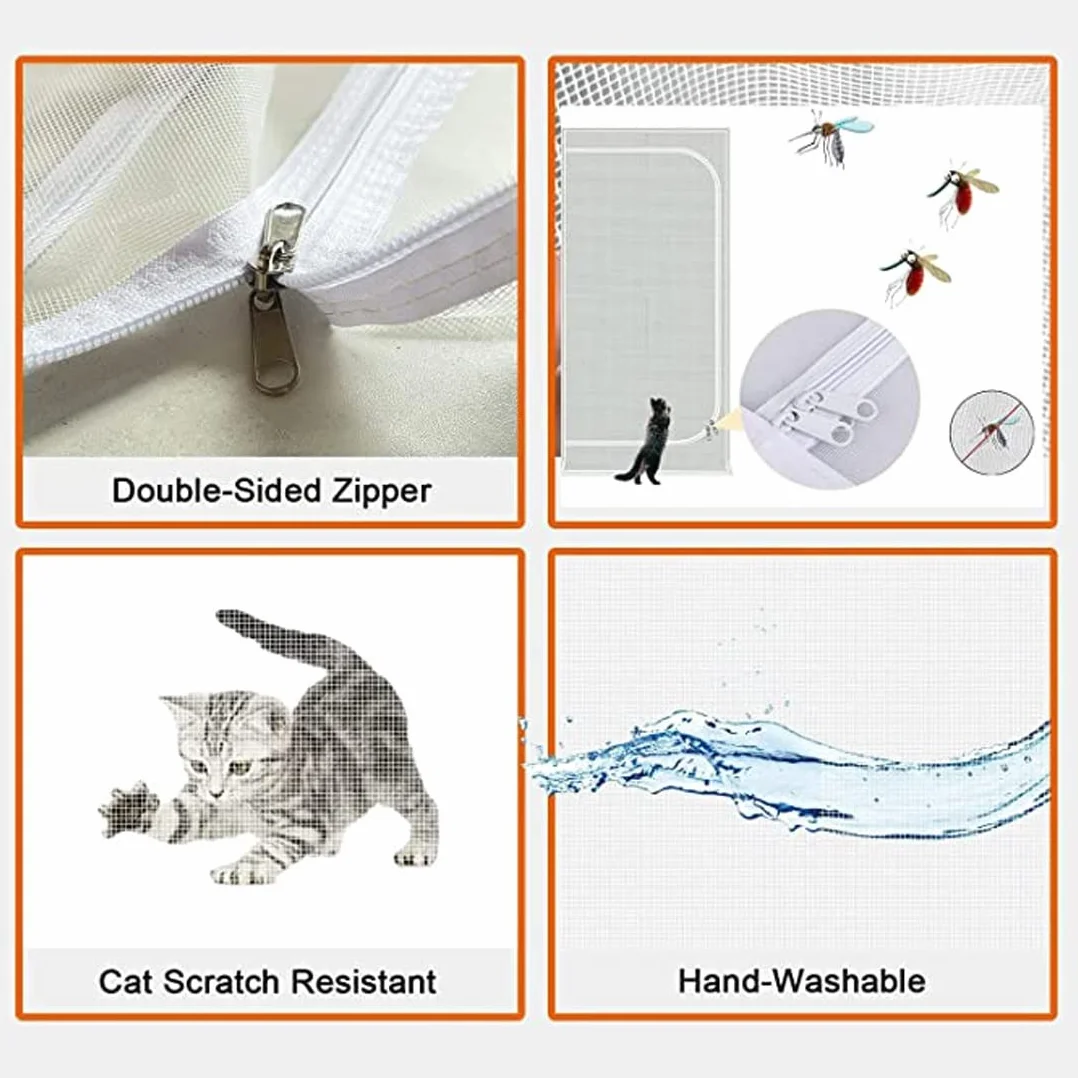 Zanzariera A Prova Di Animali Domestici 100 x 210 cm Tenda For Porta Rinforzata Protezione Gatti