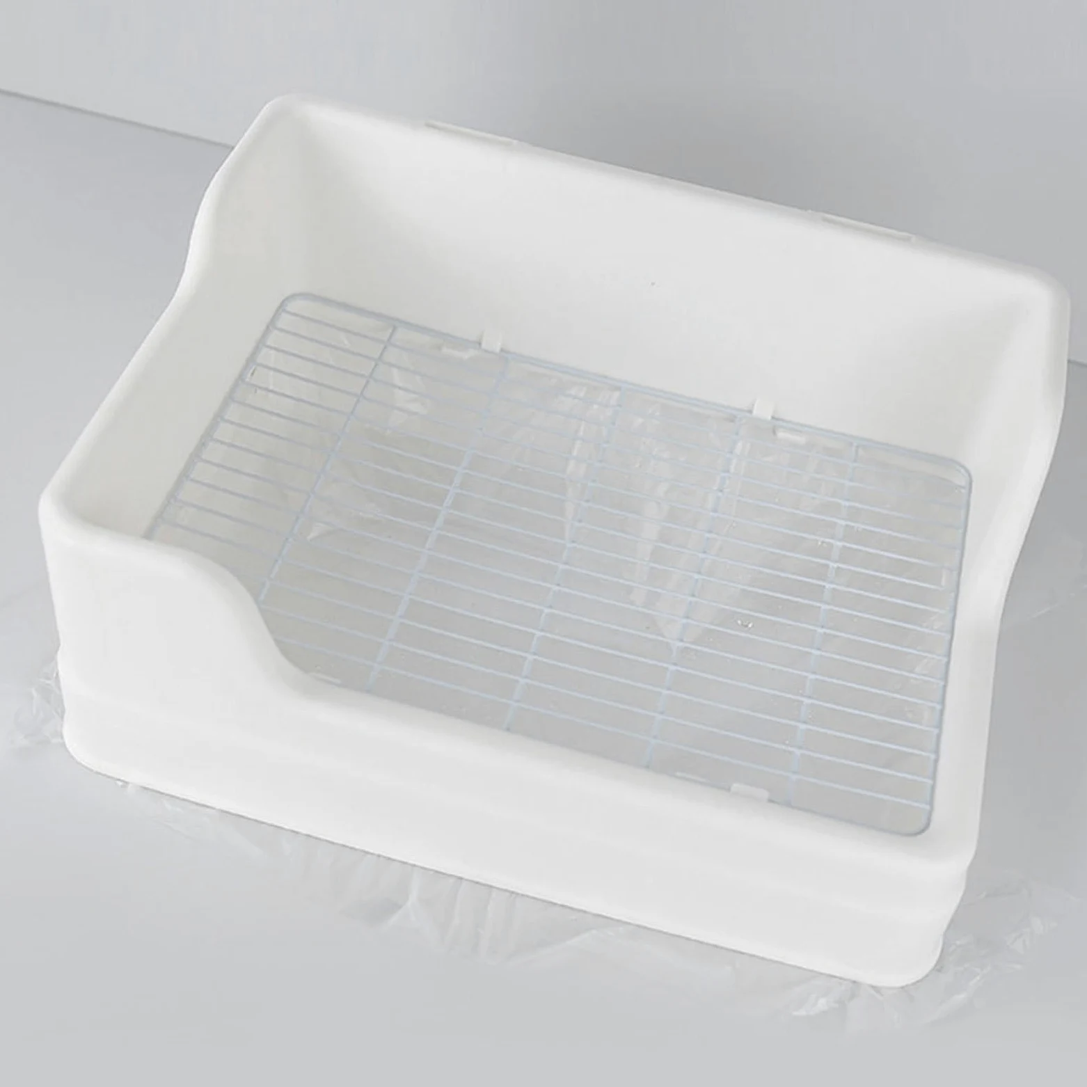 VILLCASE Lettiera per Coniglio Bianco Design Separato a Parti in Plastico Facile da Pulire Ingresso Basso per Animali Domestici Piccoli Come Criceti e Conigli