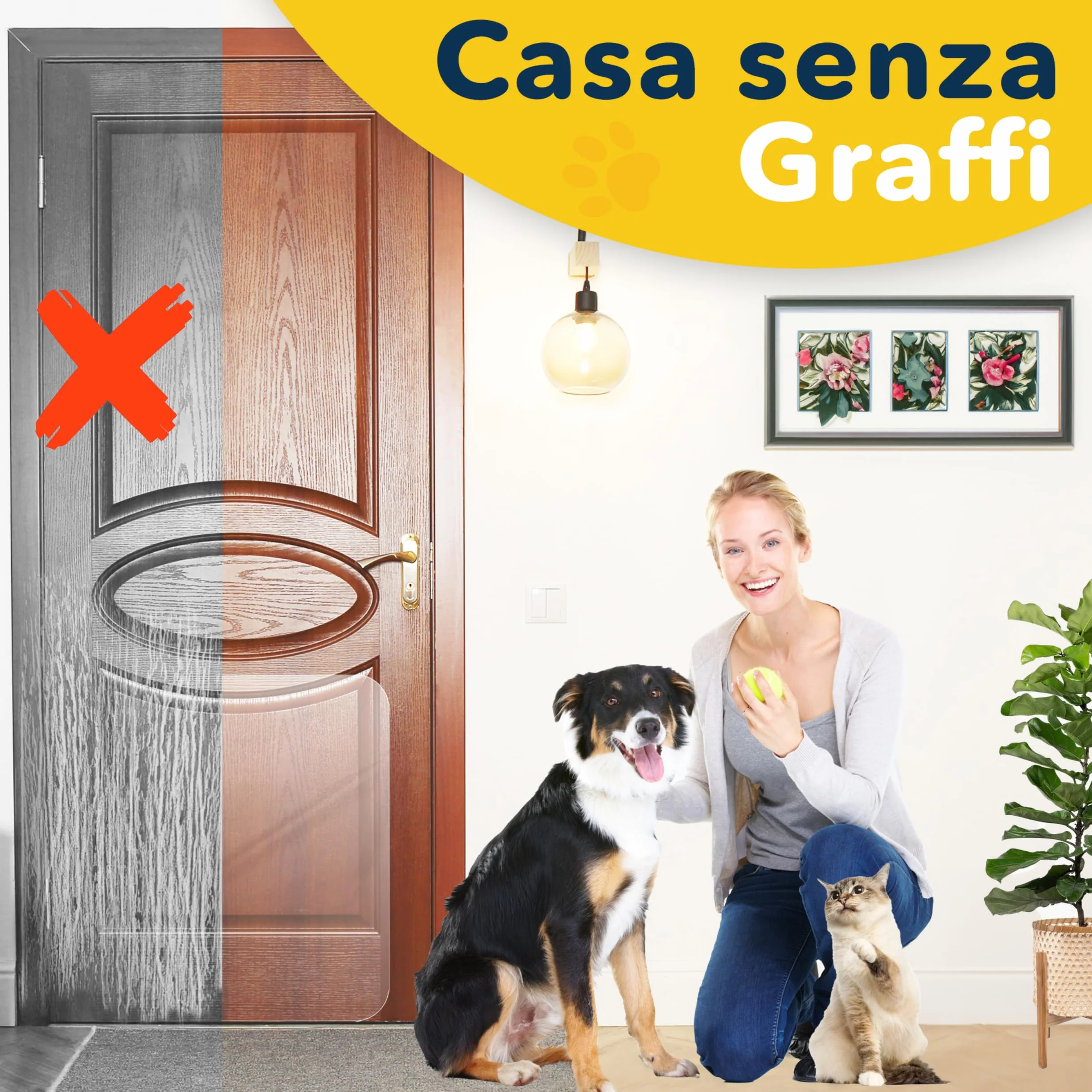 Protecto Proteggi Porta Graffi Cane Gatto 75 x 50 cm Protezione Antigraffio Trasparente