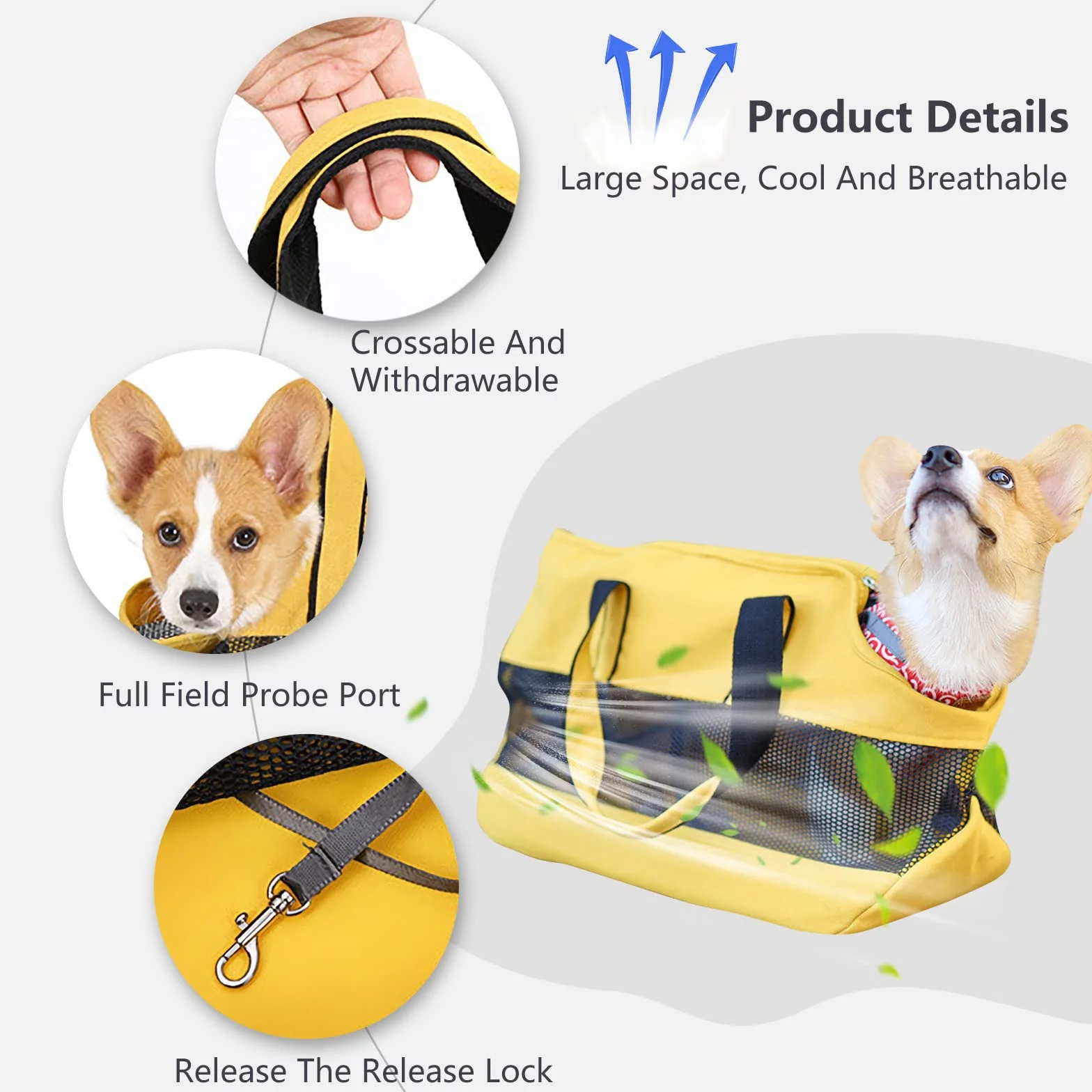 PETCUTE Borsa da Trasporto per Cani Fino a 10kg Pieghevole a Tracolla con Tappetino Rimovibile e Gancio di Sicurezza