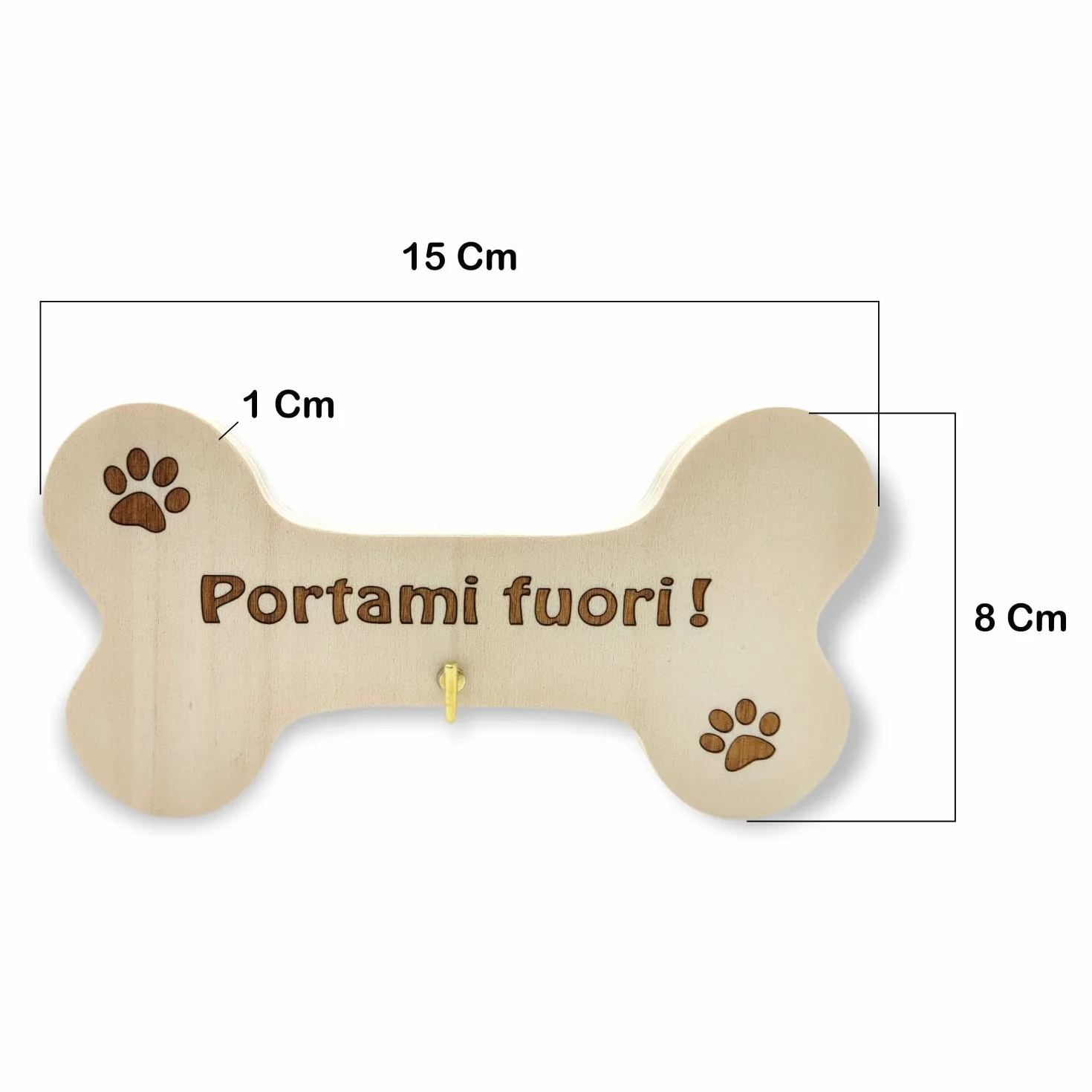 Porta guinzaglio per cani in legno a forma di osso con incisione laser per parete taglia piccola