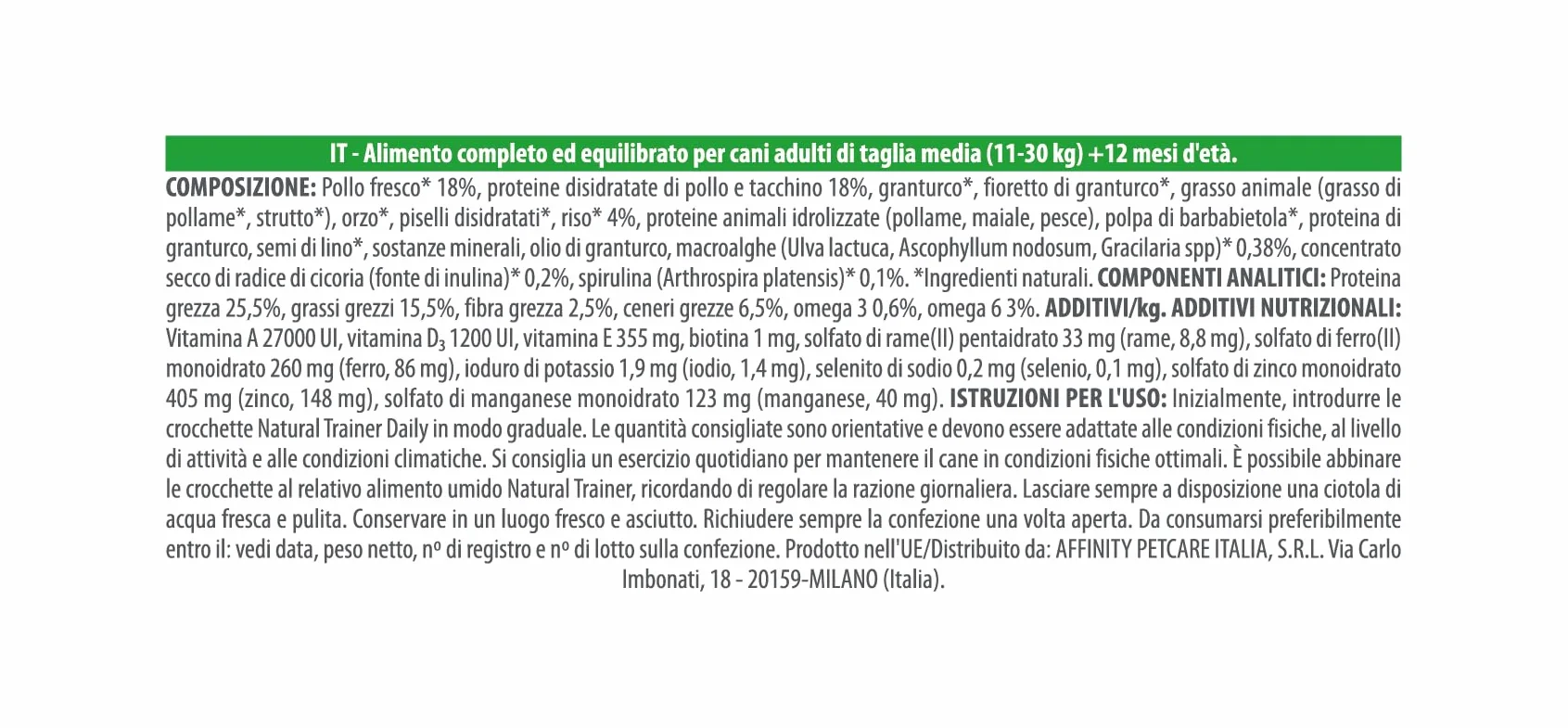 Trainer Natural Cibo per Cani Medium Adult, Pollo, 3 Kg