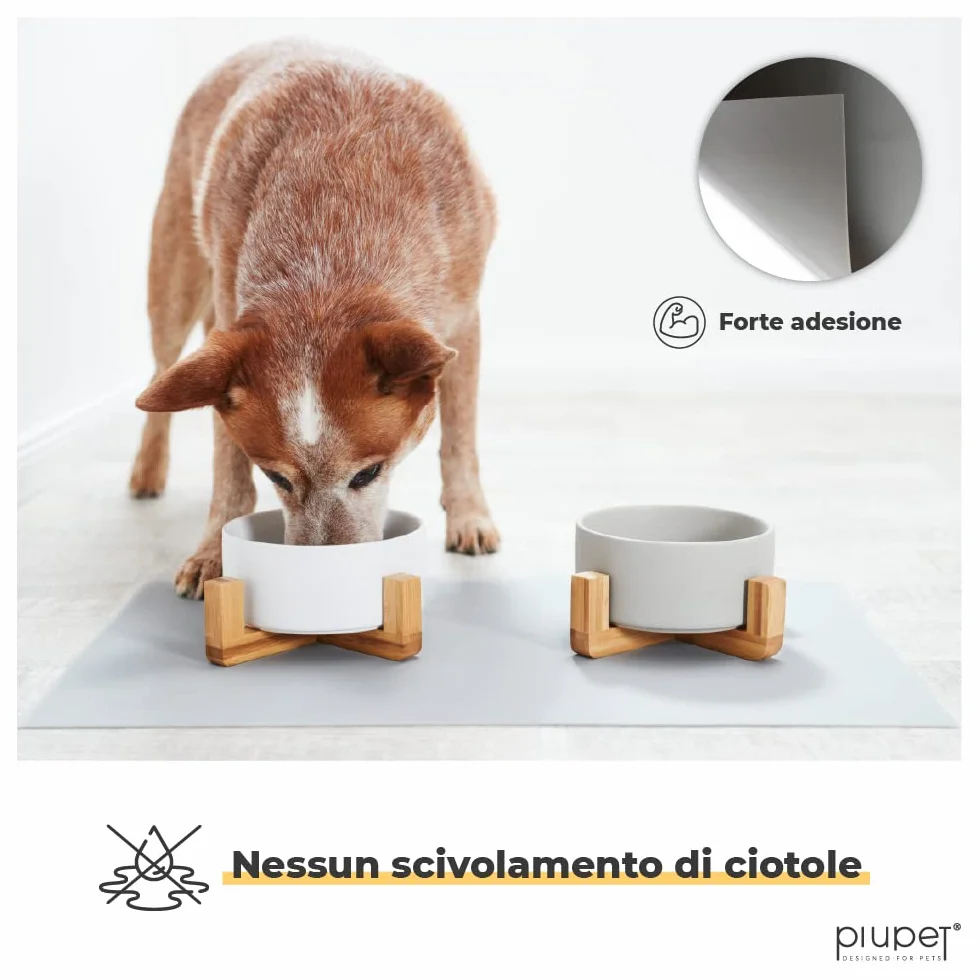 PiuPet® Tappetino per Ciotola Cani e Gatti I 60x40cm I Idrorepellente I Tappetini Sottociotola I Facile da Pulire I Tappetino Silicone Antiscivolo | Tappeto Ciotole Cane | Accessori Gatti
