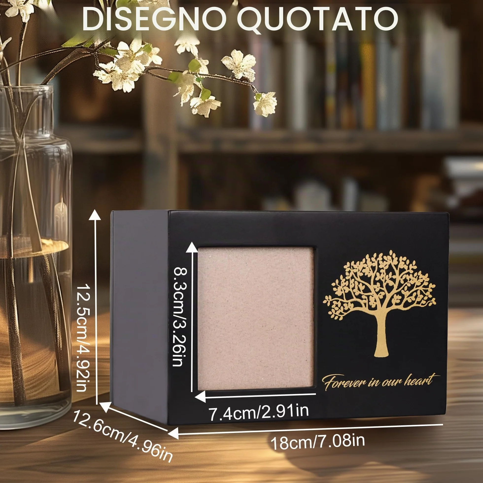 Urne per cani o gatti, cornice portafoto personalizzata e Albero Commemorativo, ceneri in legno, scatola dei ricordi per gatti o cani (25kg)
