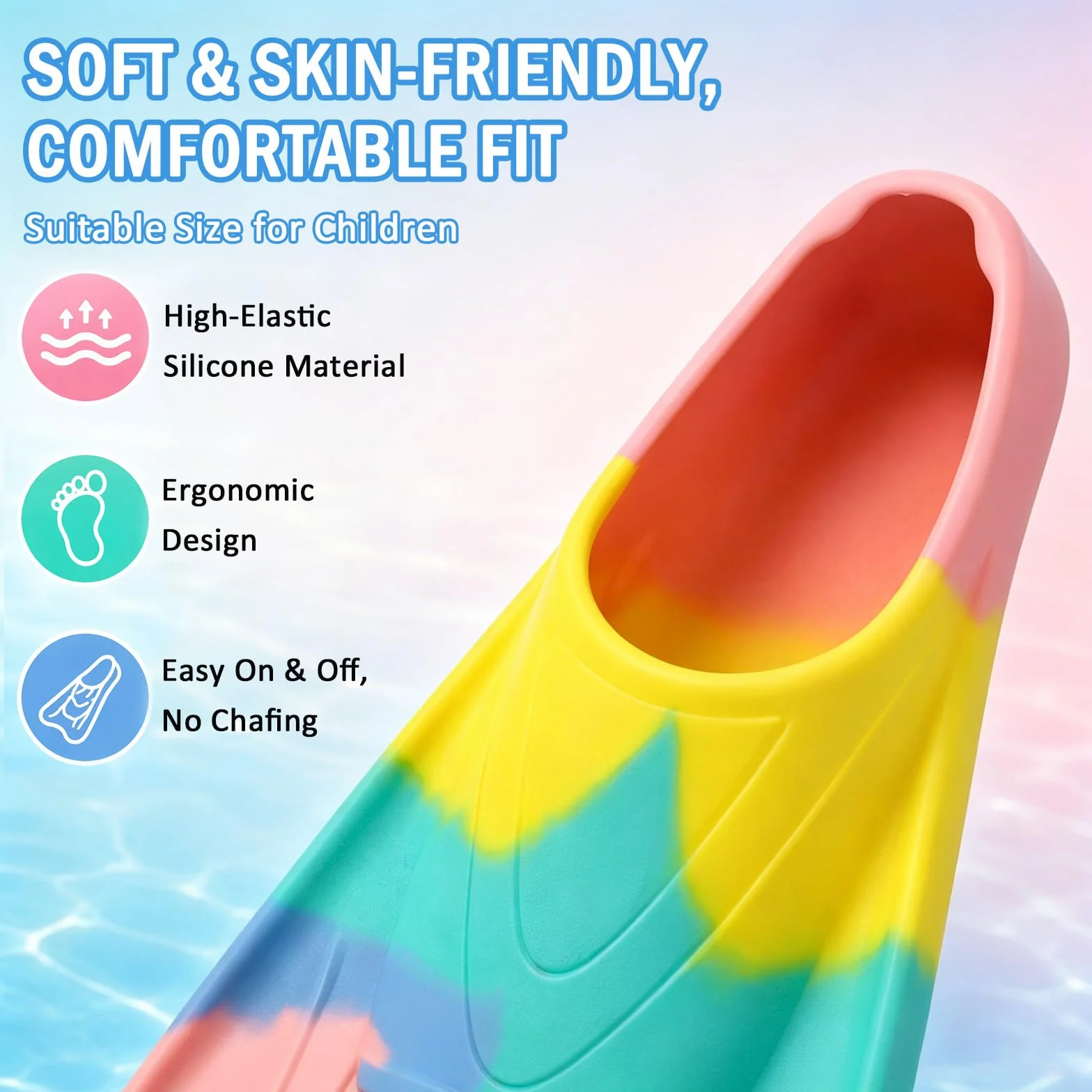 Pinne da nuoto in silicone corto per bambini e adulti allenamento snorkeling