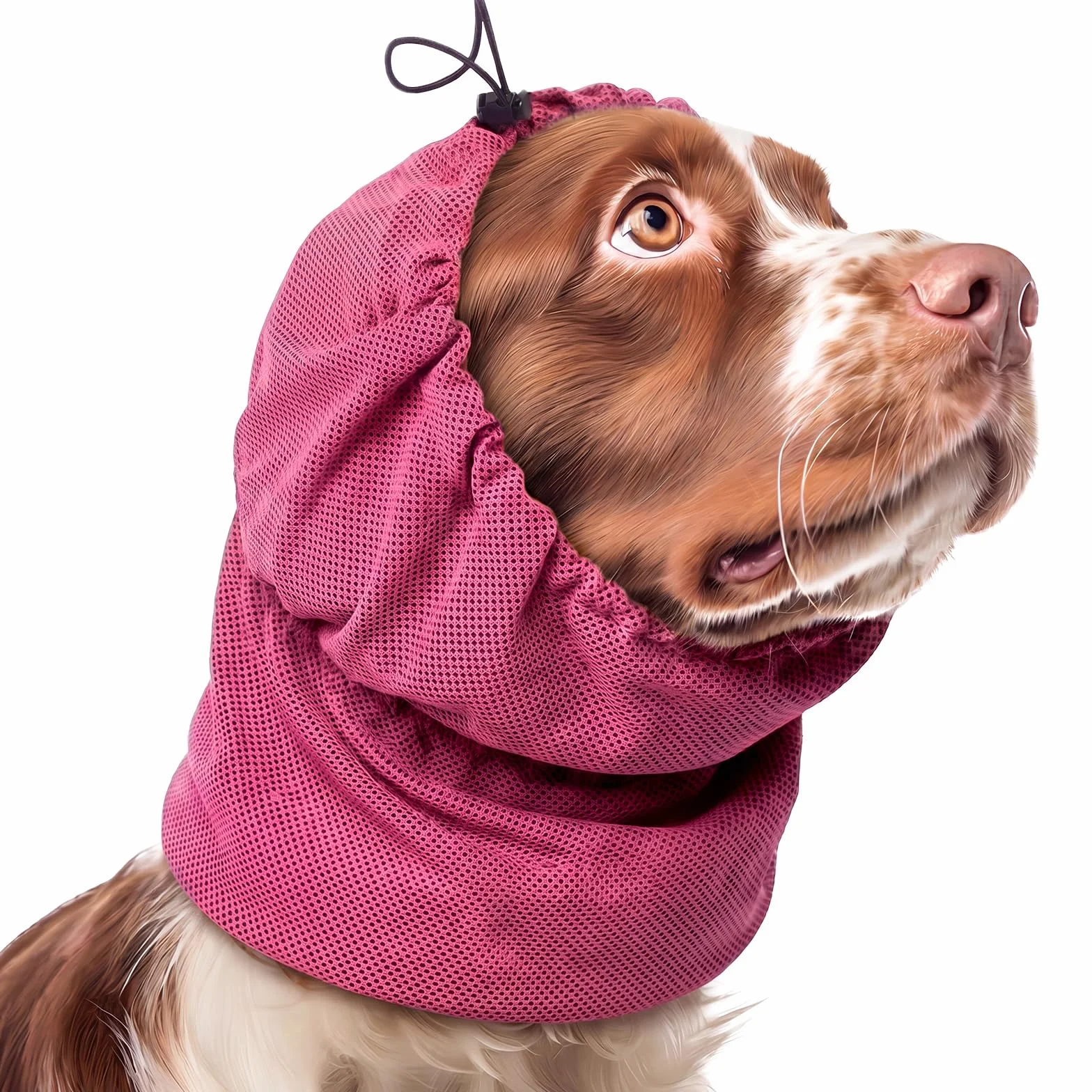 Felpa con cappuccio rinfrescante per cani e gatti, protezione dell'udito rinfrescante, protezione dal rumore per cani, per ematomi auricolari, paraorecchie per cani (rosso rosa, S)