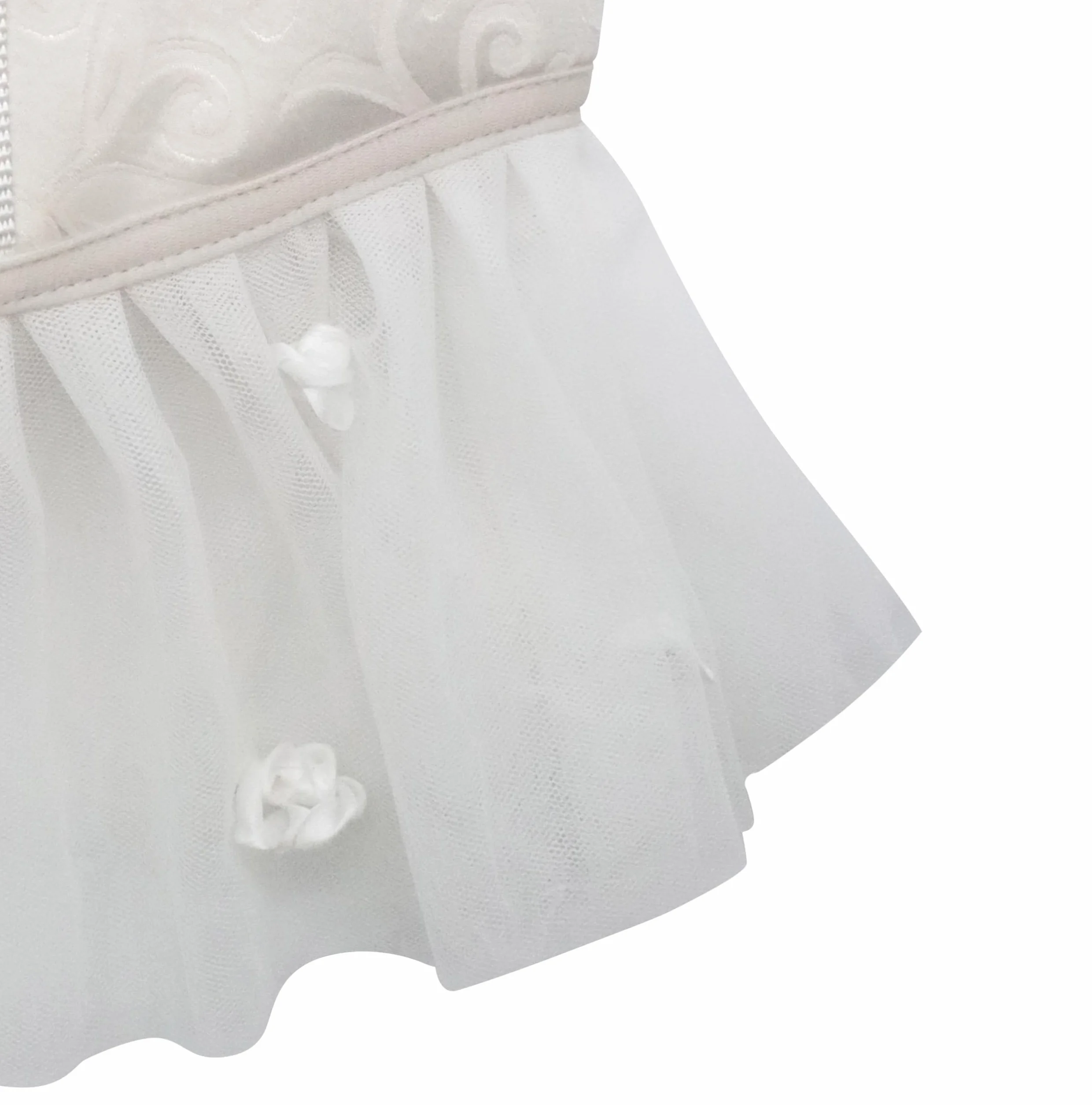 Croci Ceremony Bride - Pettorina per cane femmina, Per Matrimoni, Vestito per cani con Gonna in Tulle, Fantasia Damascata, Regolabile, L/46-53 cm
