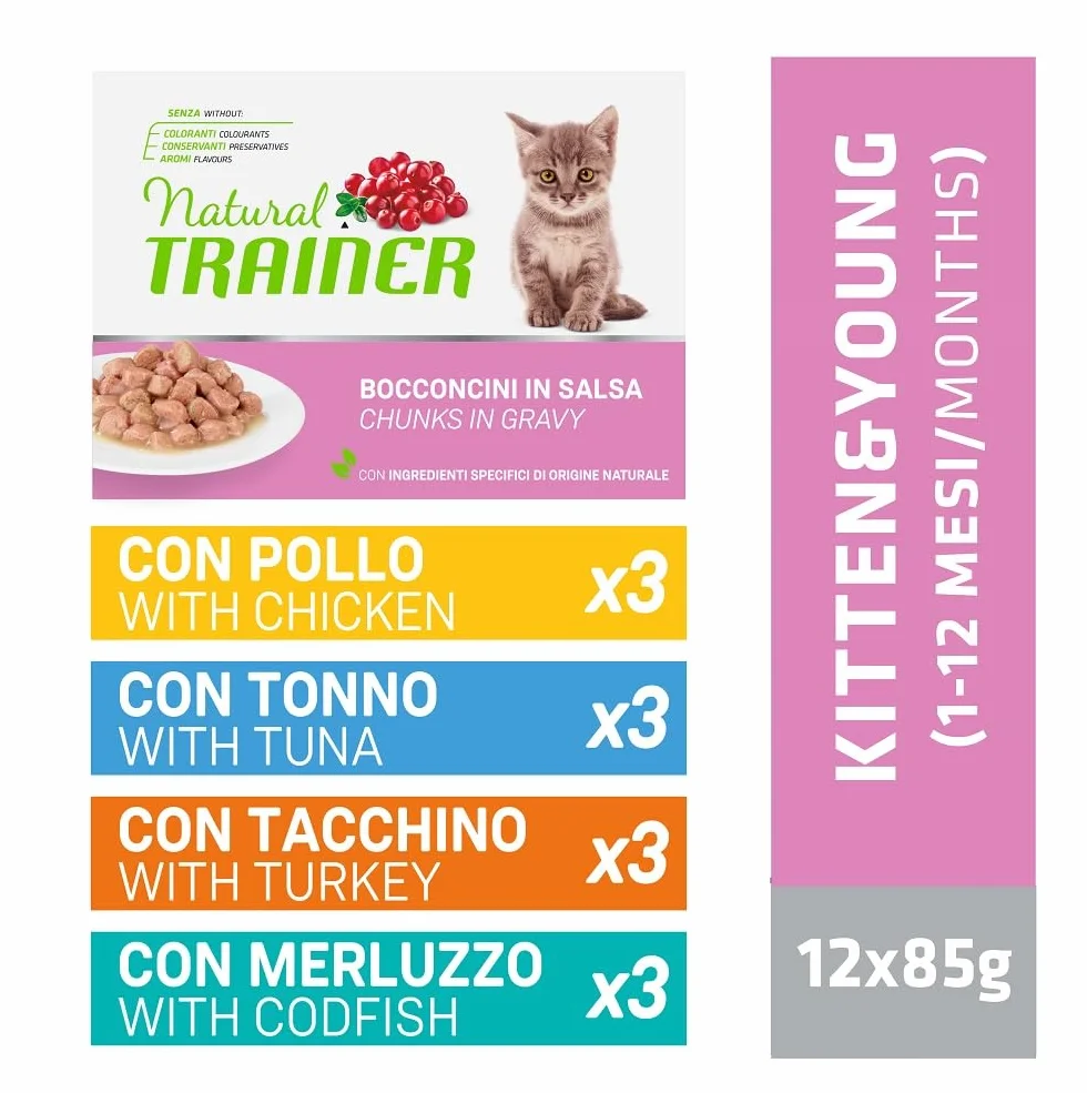 Natural Trainer Cibo Umido per Gattino Multipack Kitten 12 x 85