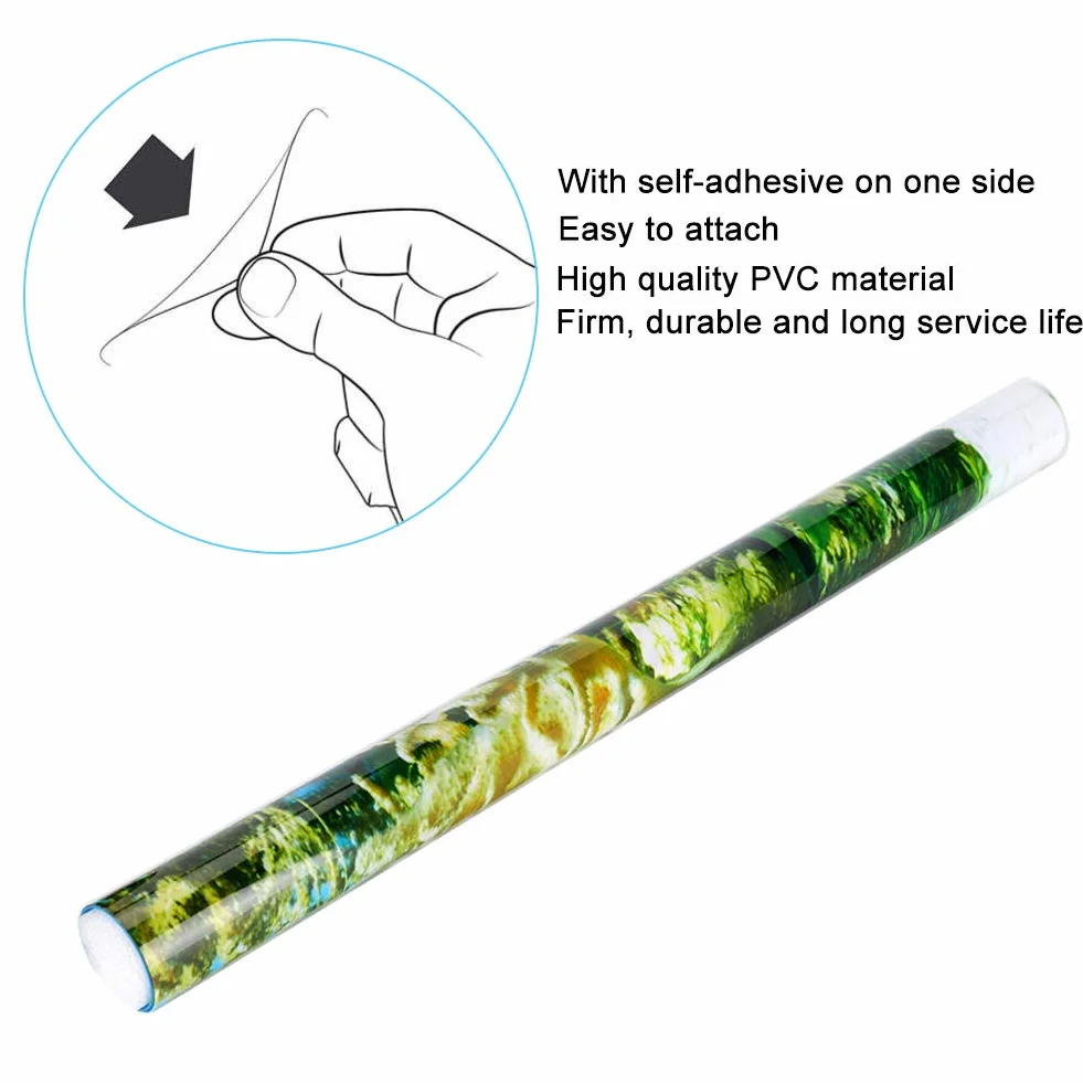 Poster adesivo per fondale di acquario in PVC con motivo di piante acquatiche e coralli, adesivo decorativo impermeabile per vasca da pesce, sfondo spesso e anti-riflesso autoadesi (61*30 cm)
