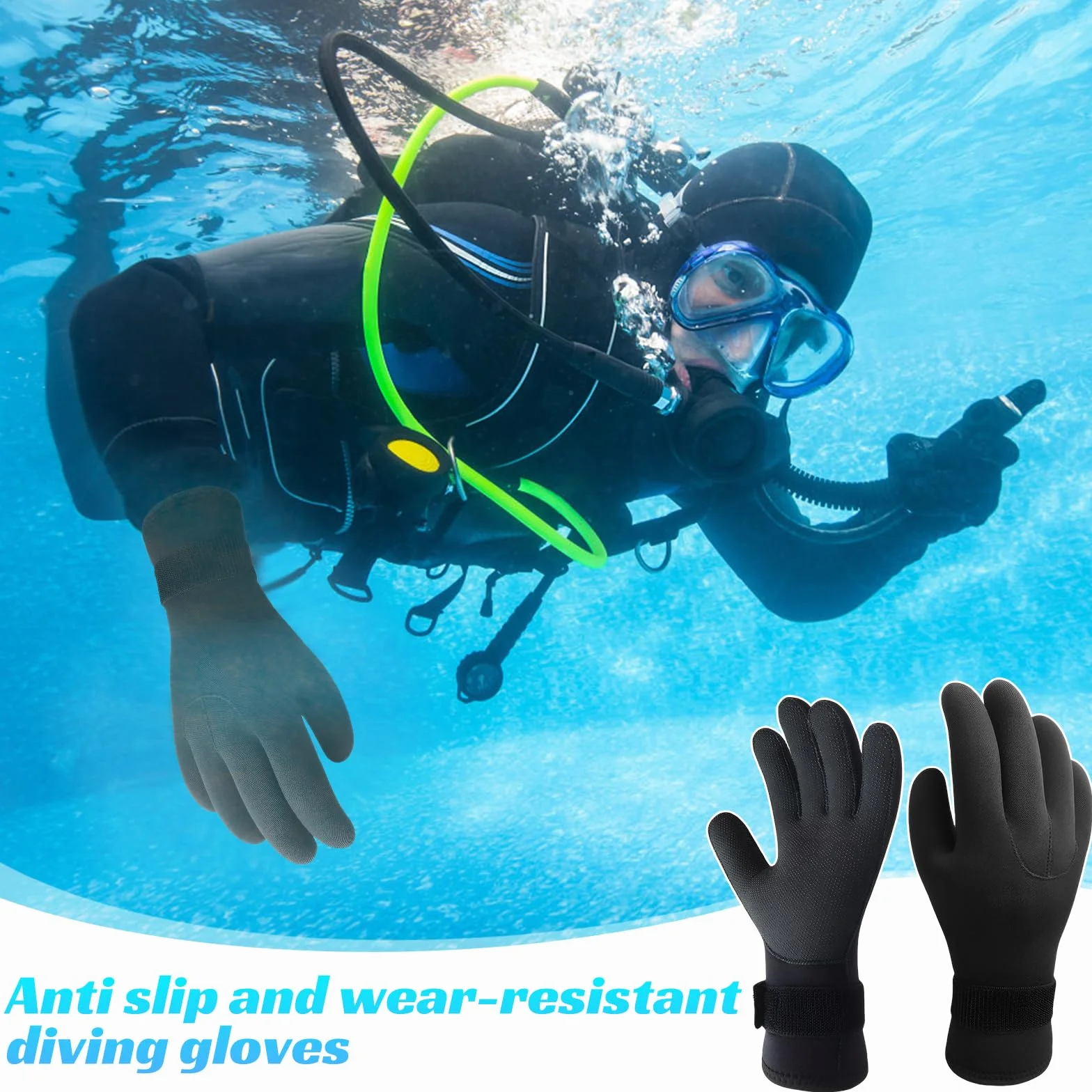 Catime Guanti da Sub per Immersione in Neoprene, Guanti da Muta 3mm Antiscivolo, Guanti Termica per Sport Acquatici con Cinturino da Polso Regolabile, Diving Gloves per Snorkeling Surf Pesca