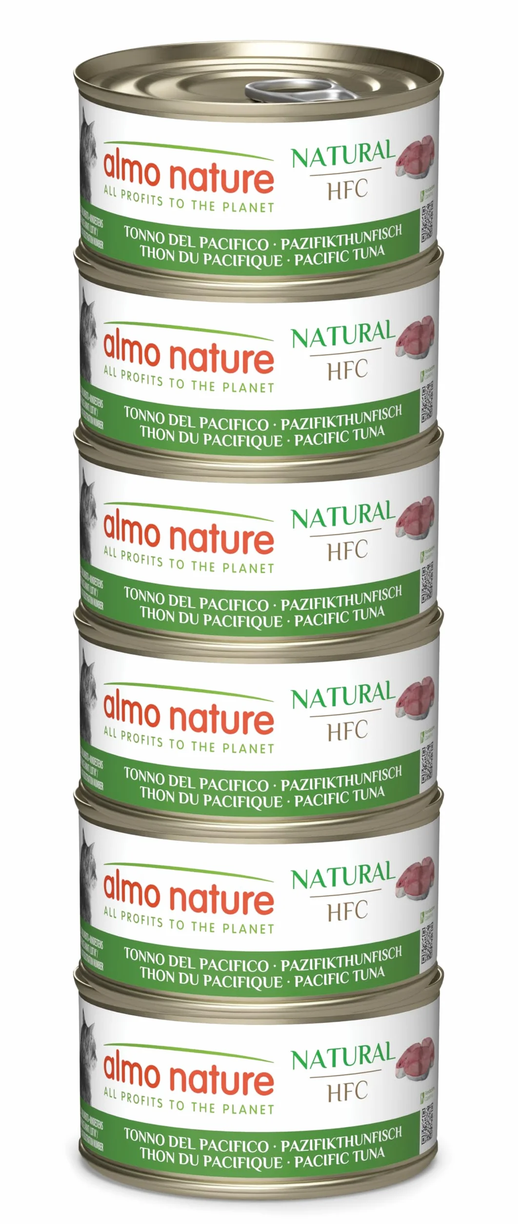 Almo Nature HFC Natural Alimento Umido per Gatti - Tonno Del Pacifico - Confezione da 420 g (6 x 70 g)