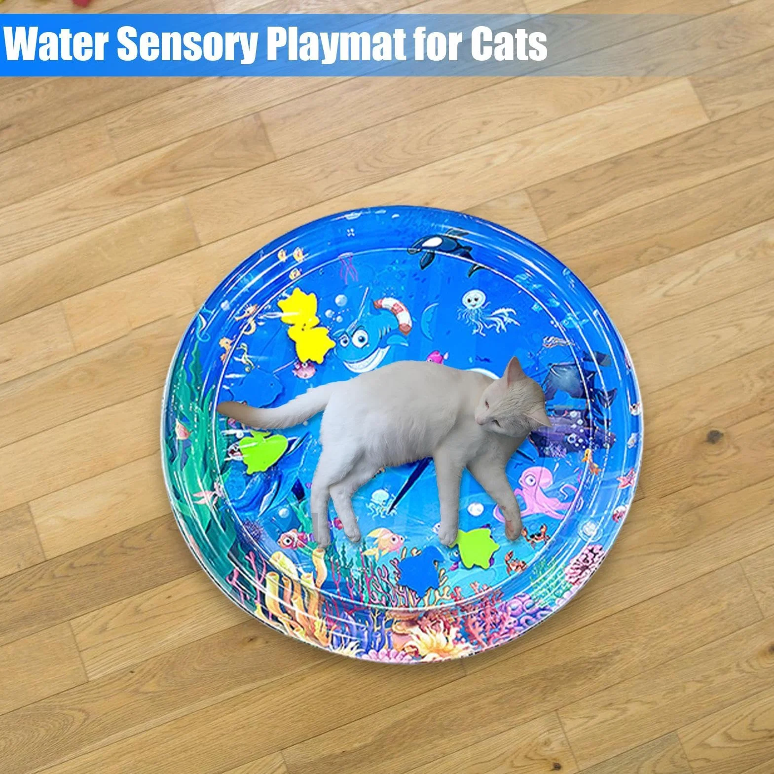65cm Tappetino Sensoriale Per L'acqua Per Gatti, Tappetino Sensoriale Ad Acqua Per Gatti, Tappetino Rinfrescante Per Gatti Da Interni, Tappetino Da Gioco Con Sensore 'acqua Ispessito