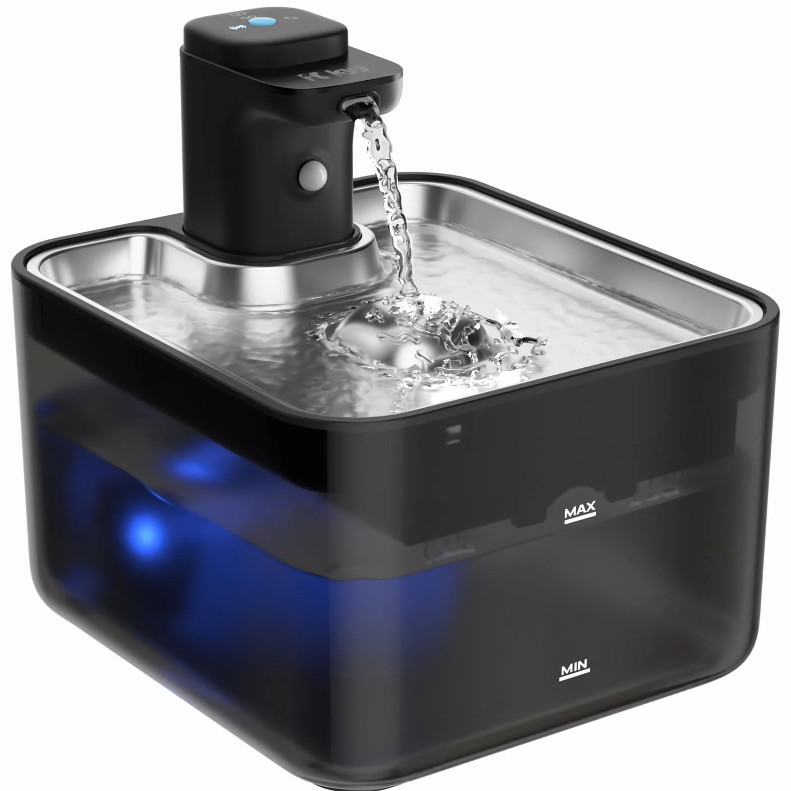 KYG Fontanella per Gatti Senza Fili, 3L Fontanella Gatto Automatica con Sensore di Movimento, Vassoio Acciaio Inox 304, Fontana per Gatti Silenziosa, 4000mAh(Modulo Alimentazione Removibile), Nero