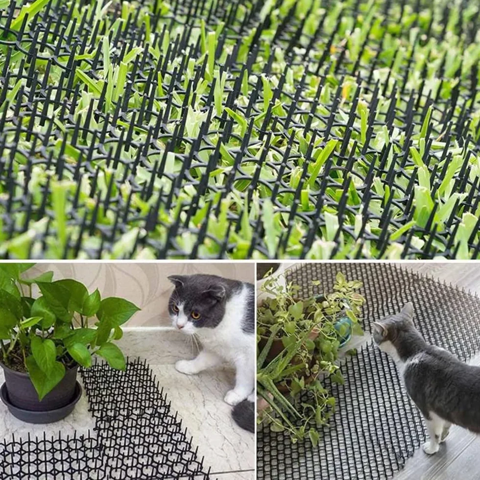 12 Pack Tappetino Anti Gatto,Tappetino Repellente per Gatti, Dissuasore Gatti con Punte,con 8 pioli ,Plastica Rete Spinata per Animali Selvaggio Protezione delle Piante da Giardino all'aperto 40*20cm