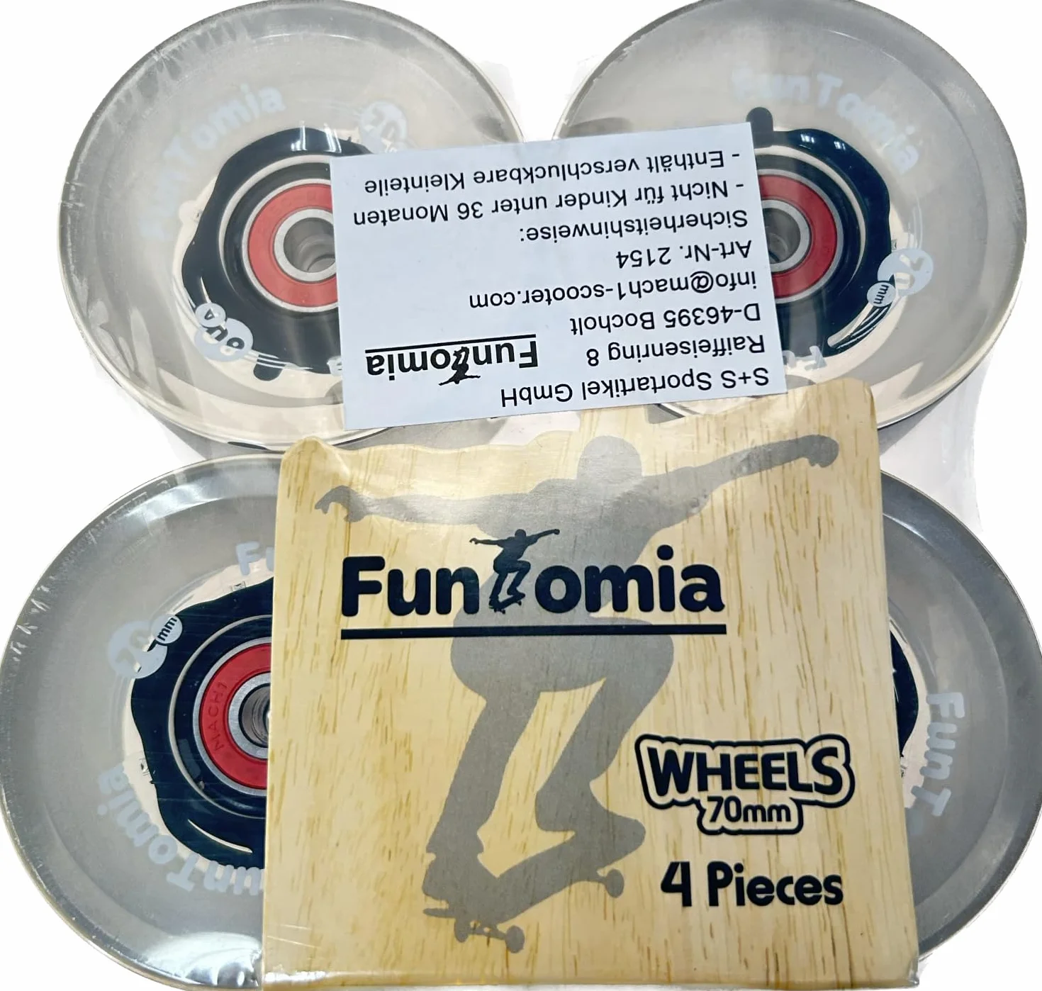 FunTomia 4 Pezzi Ruote Longboard 70x51mm 80A con Cuscinetti a Sfera e T-Tool