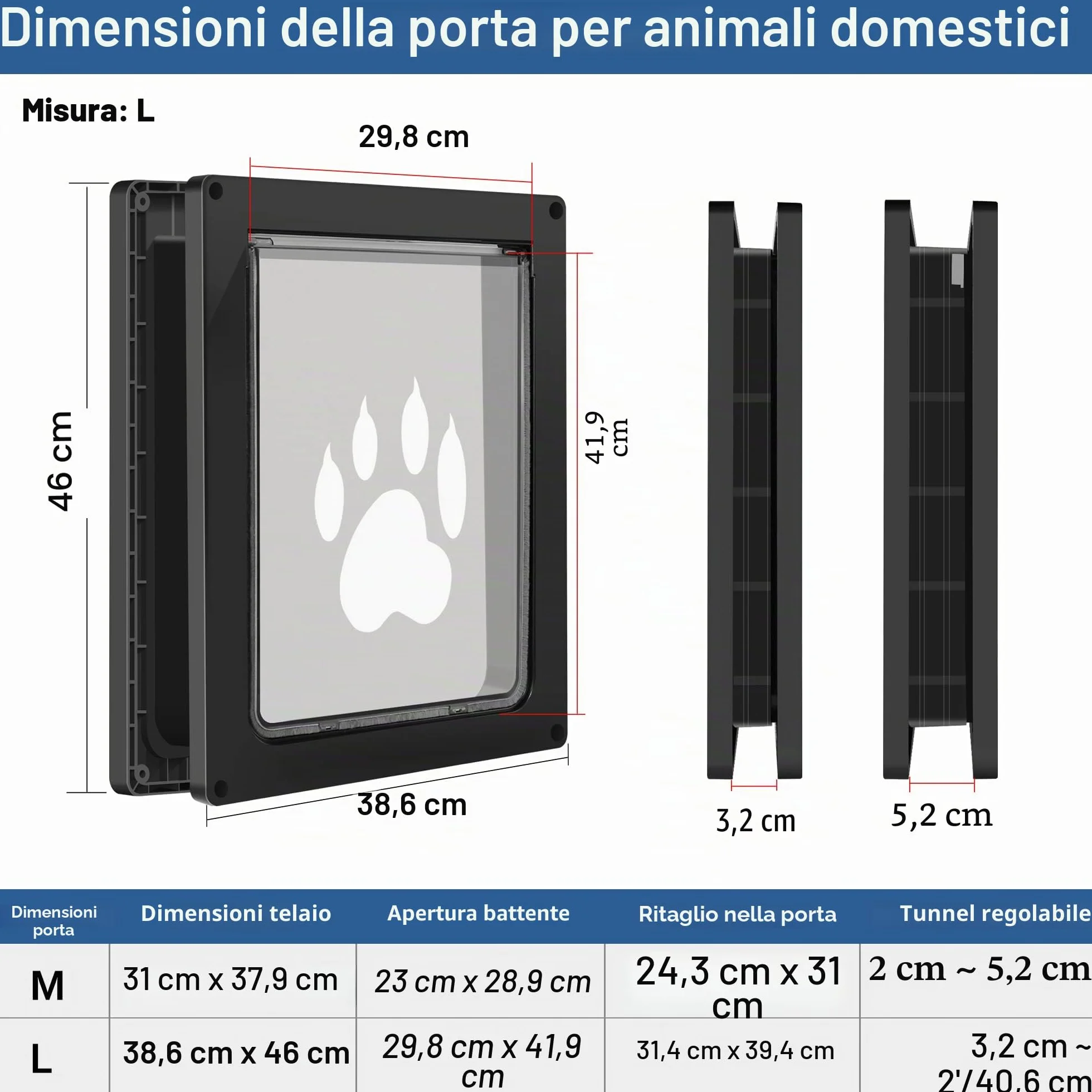 CEESC Porta per cani grande resistente alle intemperie fino a 45 kg con pannello di chiusura a scatto