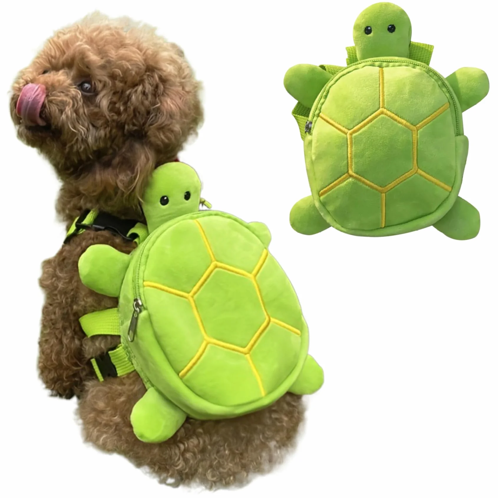 Zaino per i Cani da Indossare, 7x7,9 Pollici Simpatico Cablaggio di Tartaruga per Cane, Imbracatura per Cani Regolabile con Zaino, Cablaggio dello Zaino per Cani per Piccoli Cani Medi