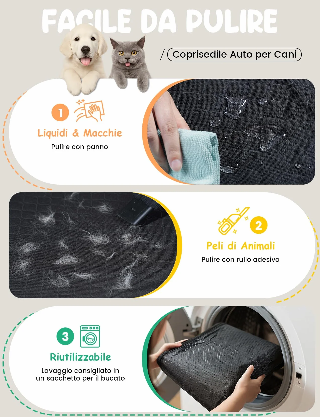 Lamicall Coprisedile per Auto per Cani Impermeabile Antiscivolo Antigraffio con Finestra Visibile Lavabile in Lavatrice per SUV e Piccoli Furgoni