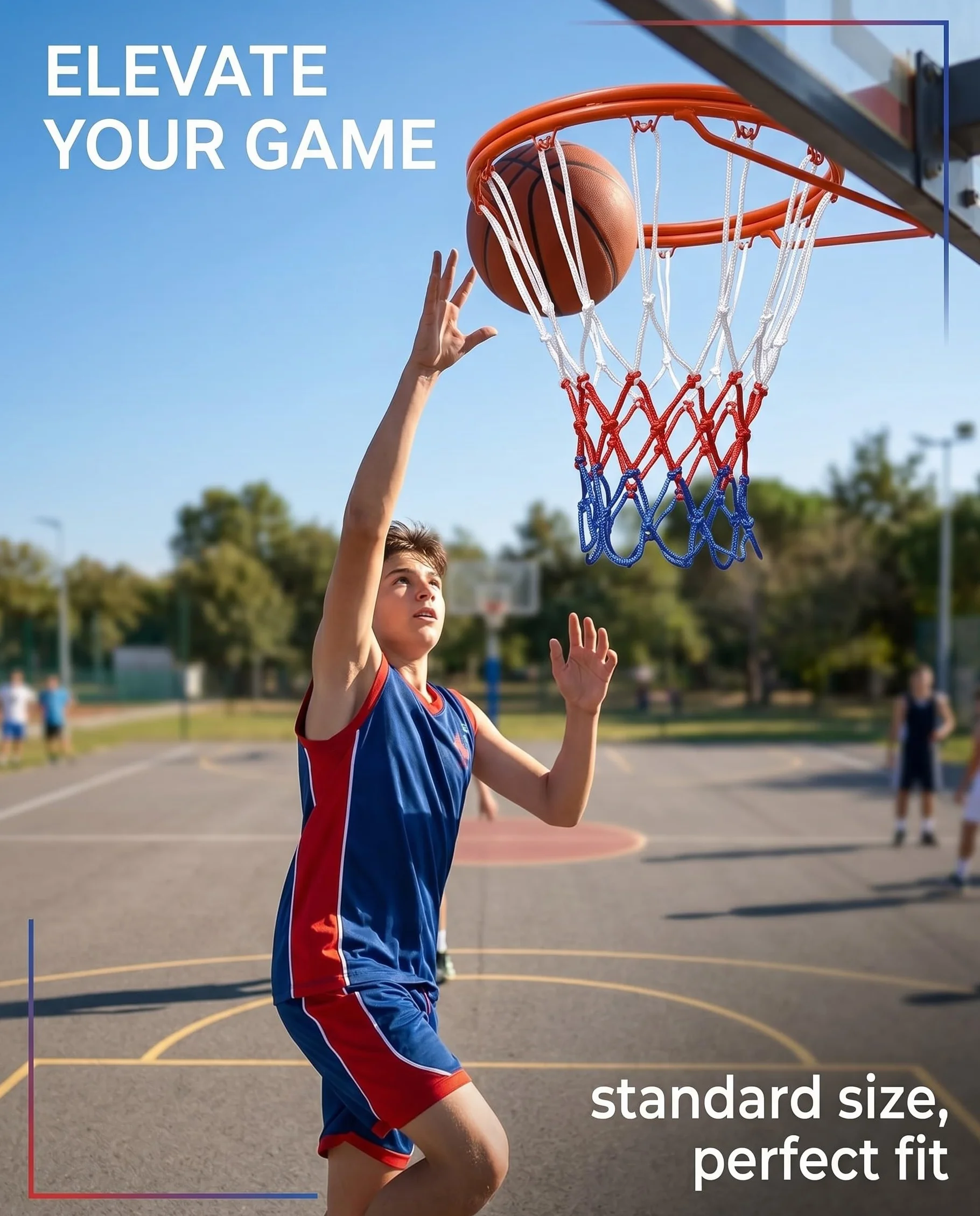 Set 2 reti da basket in nylon di ricambio 12 fori per canestro standard