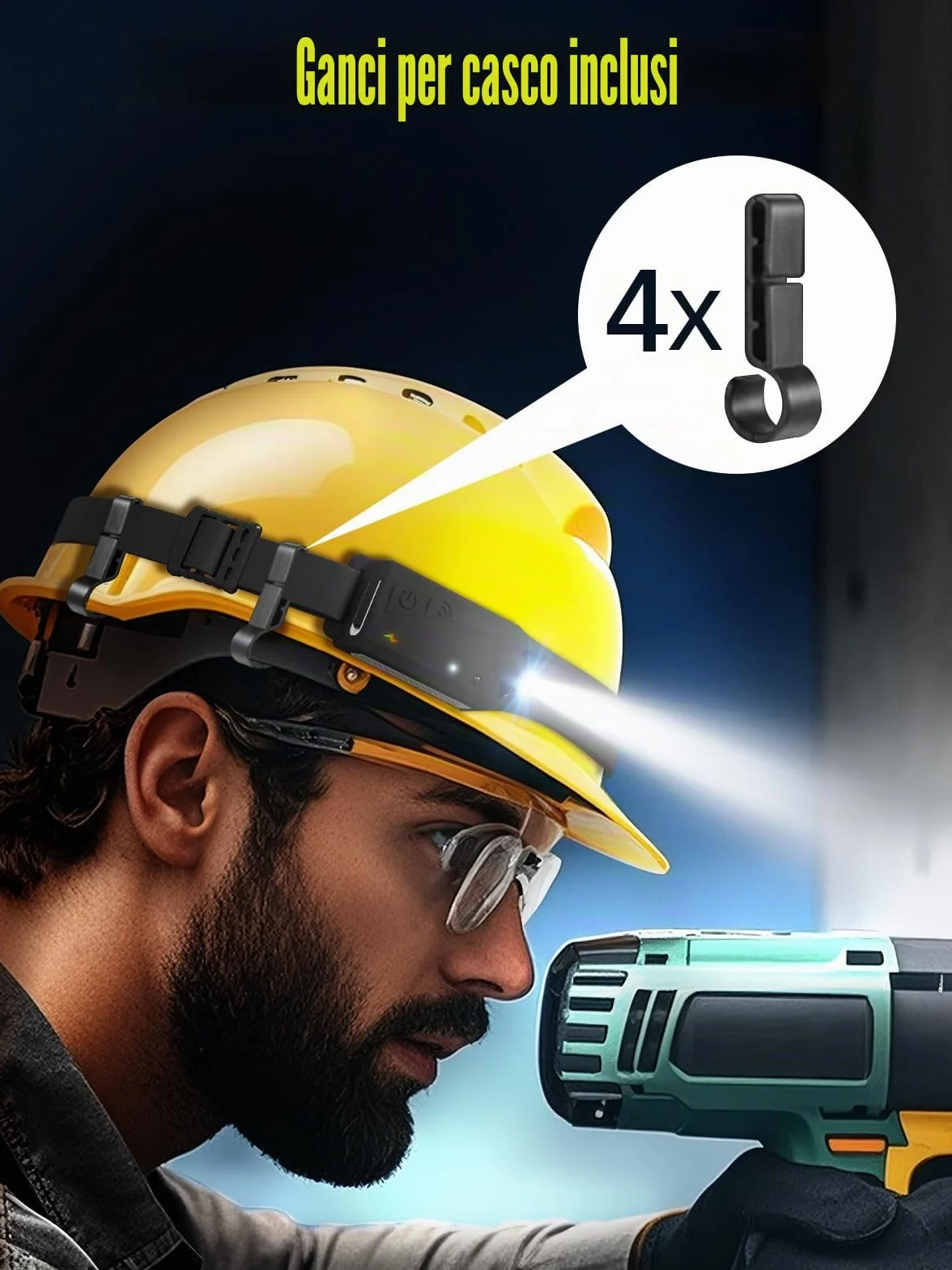 UNBON Torcia Frontale LED Ricaricabile USB C, Sensore Movimento, 5 Modalità Luce, 230° Angolo Ampio, IPX4 per Trekking Corsa Pesca