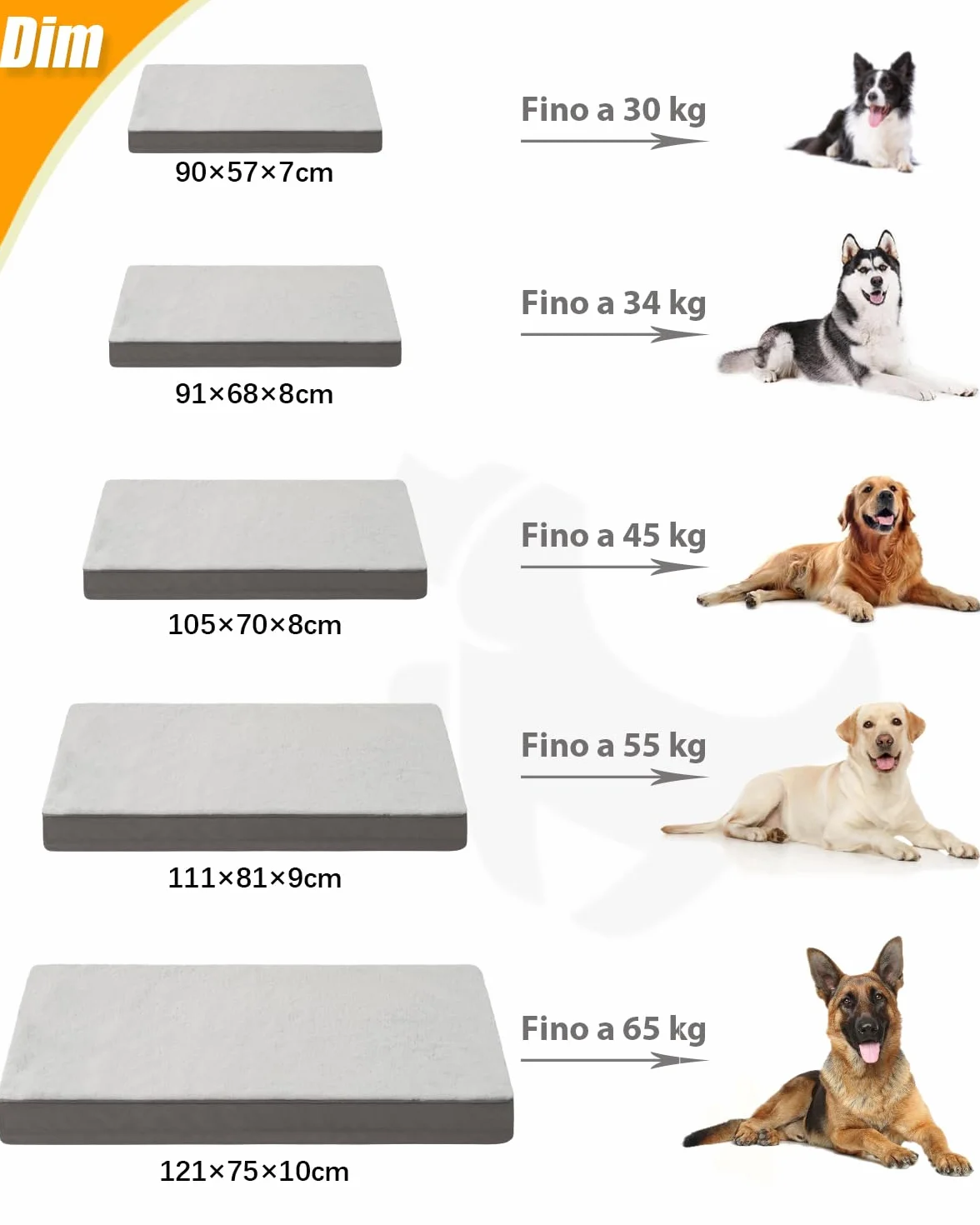KSIIA Cuccia Cane Interno Taglia Grande XL Ortopedico Cuscino Sfoderabile Lavabile Impermeabile Letto per Cani Grigio 105x70x9cm