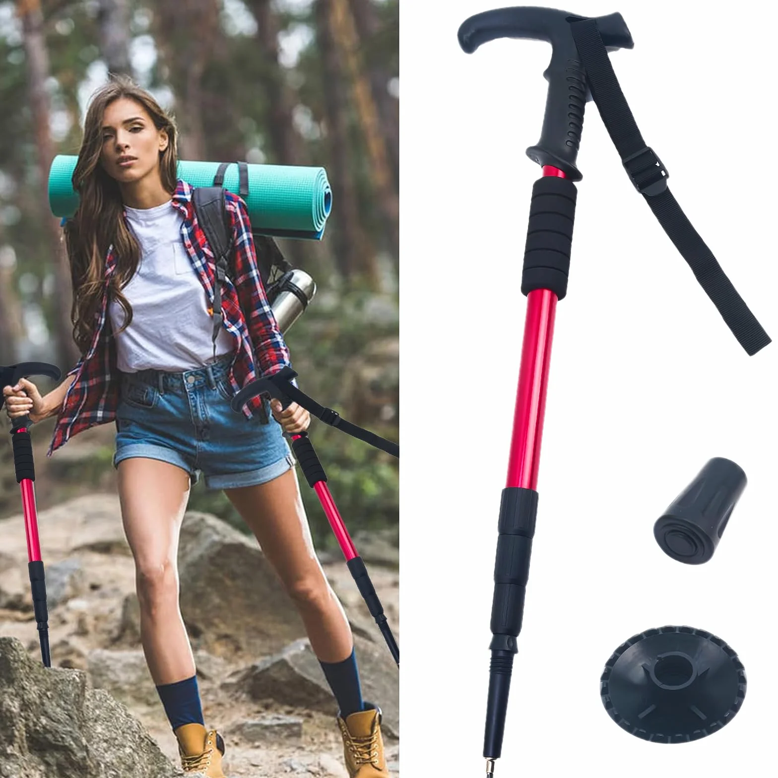 Bastoni Trekking Telescopico Alluminio Pieghevoli Escursioni Montagna