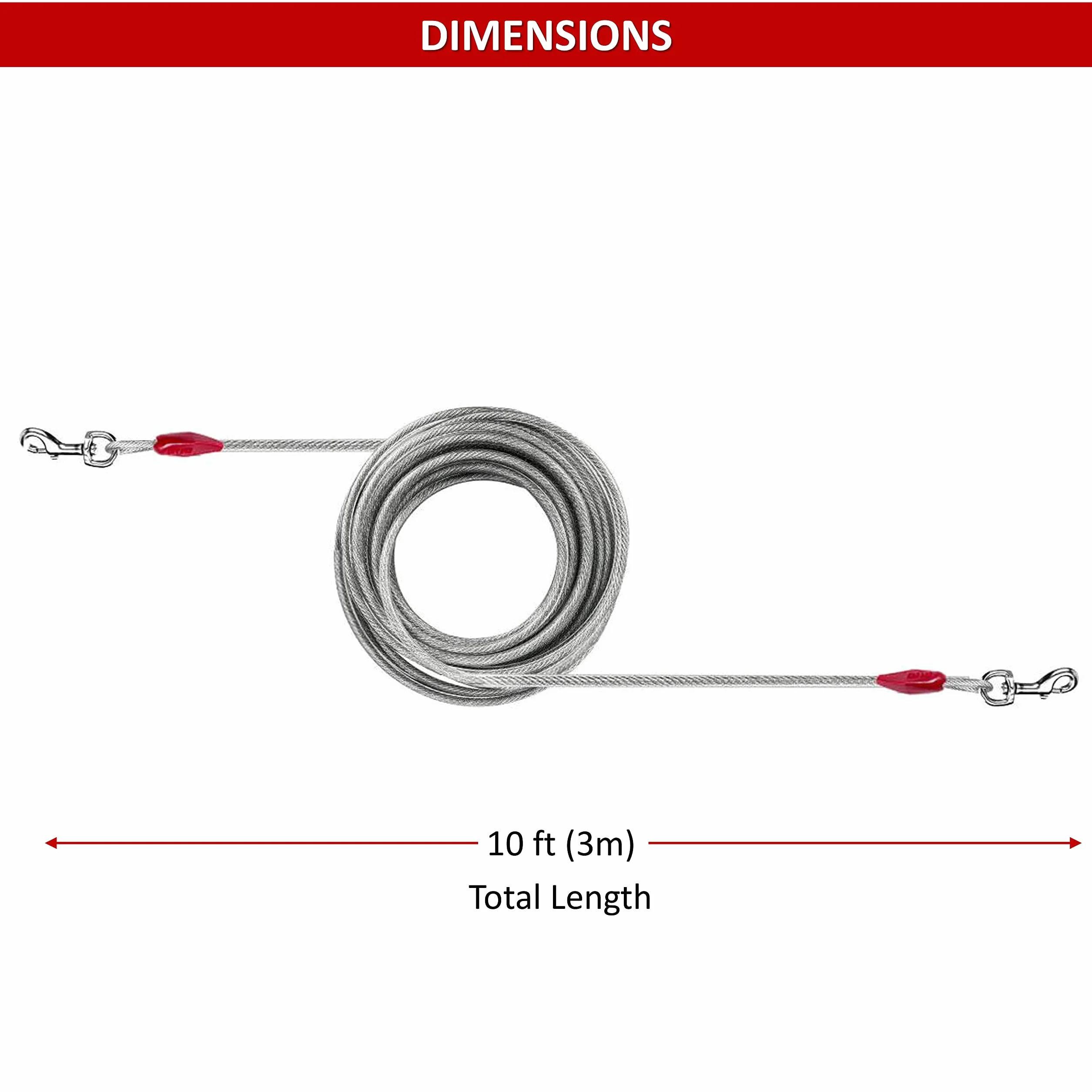 Resistente guinzaglio per cani, 3 m, per esterni, 56,7 kg, per picchetto a spirale in acciaio, per campeggio e viaggi all'aperto (3 m)