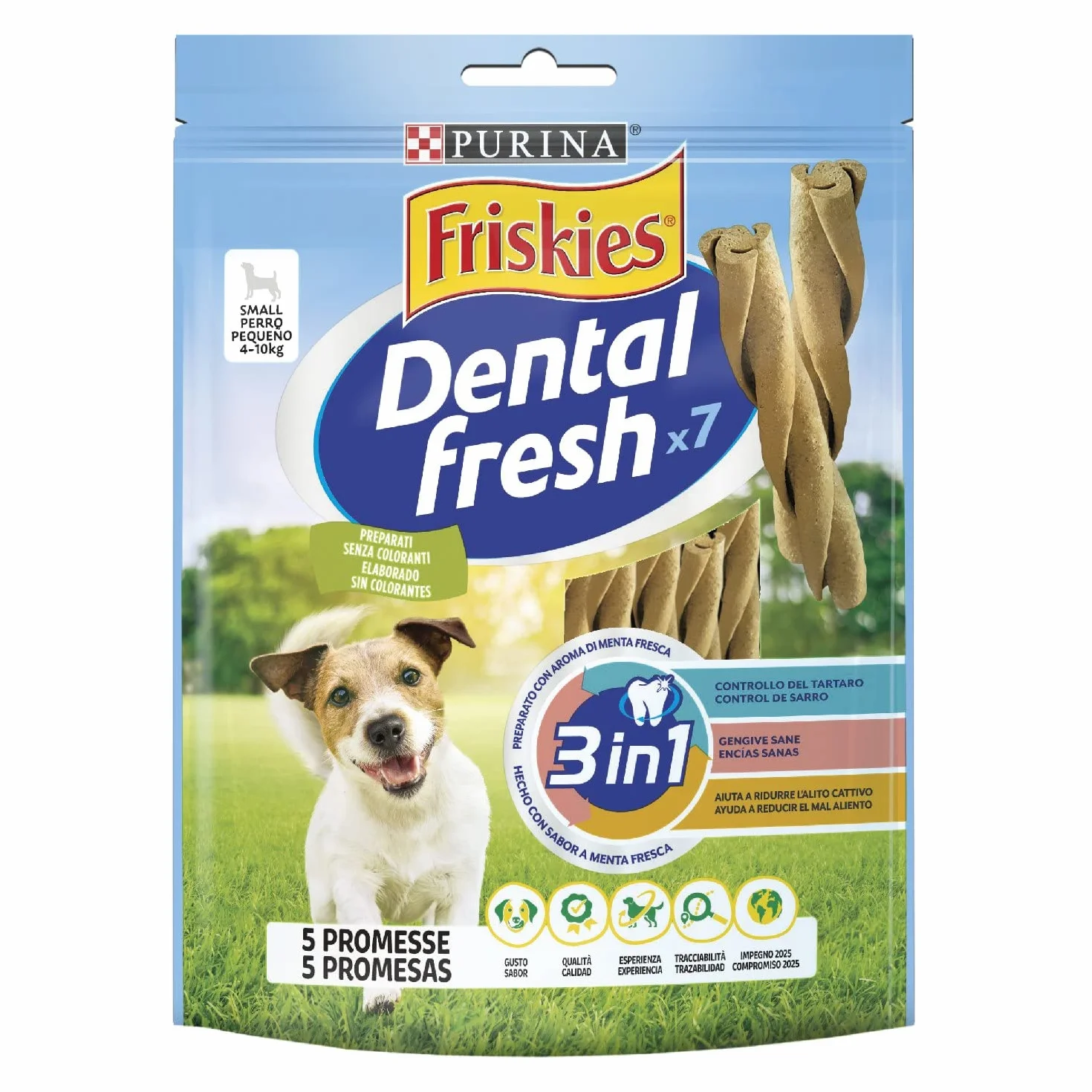 PURINA FRISKIES Dental Fresh Snack per l'Igiene Orale per Cani Adulti Stick 6 Confezioni da 110g