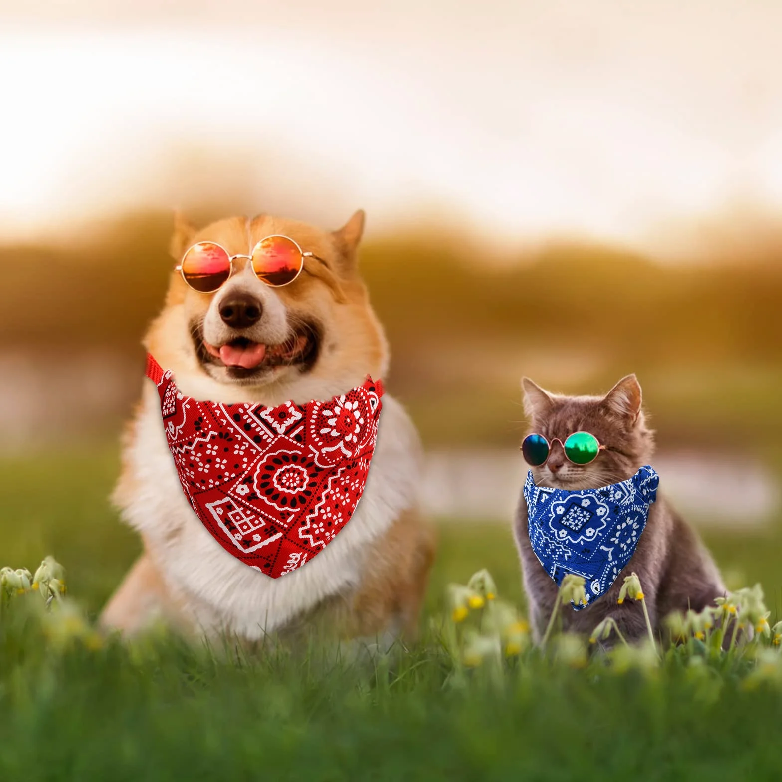 Collare a Bandana per Cani Regolabile Triangolare Lavabile 4 Pezzi Rosso Blu Nero Rosa