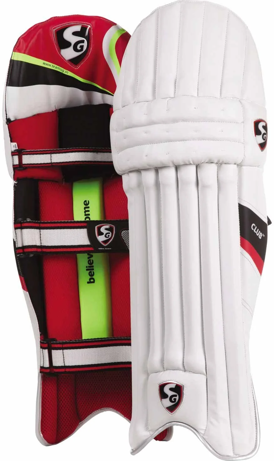 SG Club Cricket Batting Legguard (colore : bianco, dimensione: Youth RH) | Per uomini e ragazzi | Adatto per giocatori di mani diritte | Materiale: PVC | Spugna ad alta densità | Bolster imbottito in