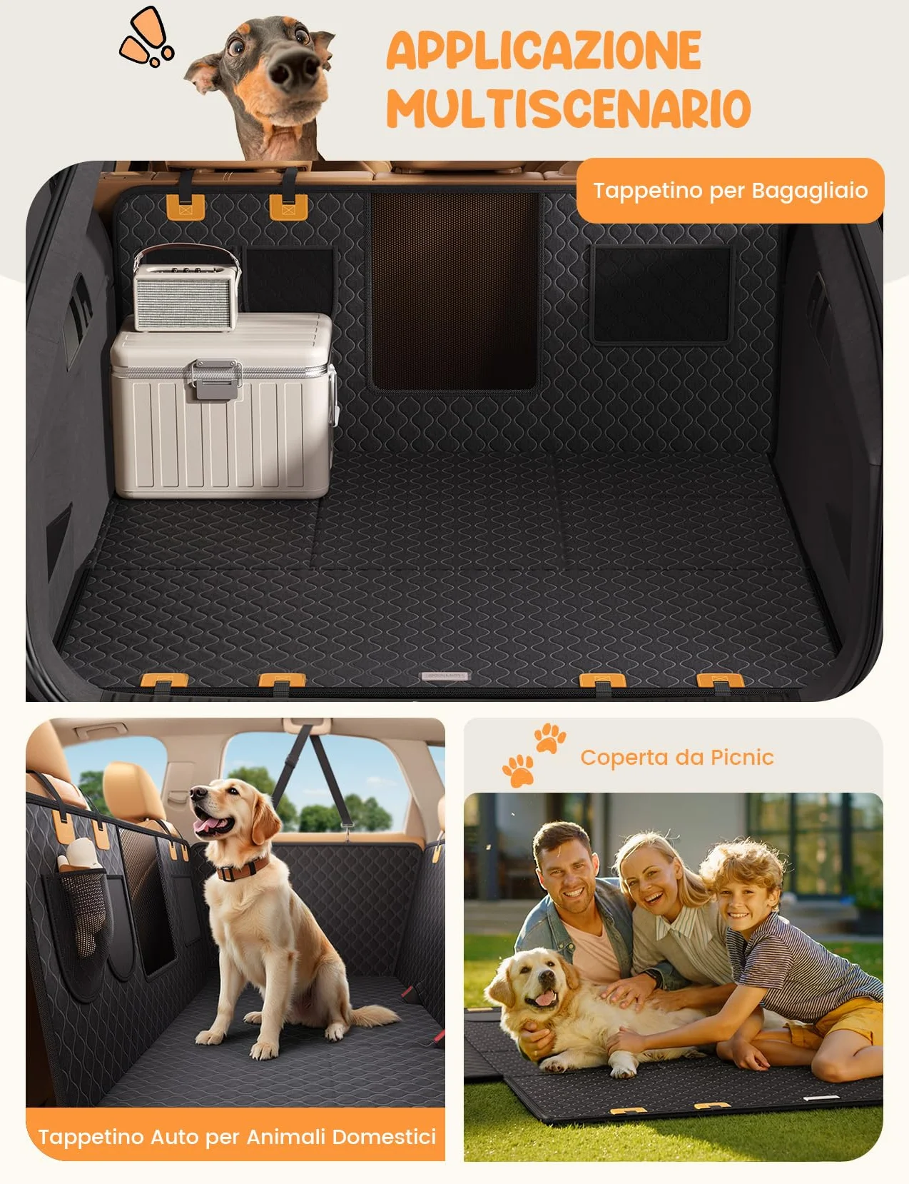 Lamicall Coprisedile per Auto per Cani Impermeabile Antiscivolo Antigraffio con Finestra Visibile Lavabile in Lavatrice per SUV e Piccoli Furgoni
