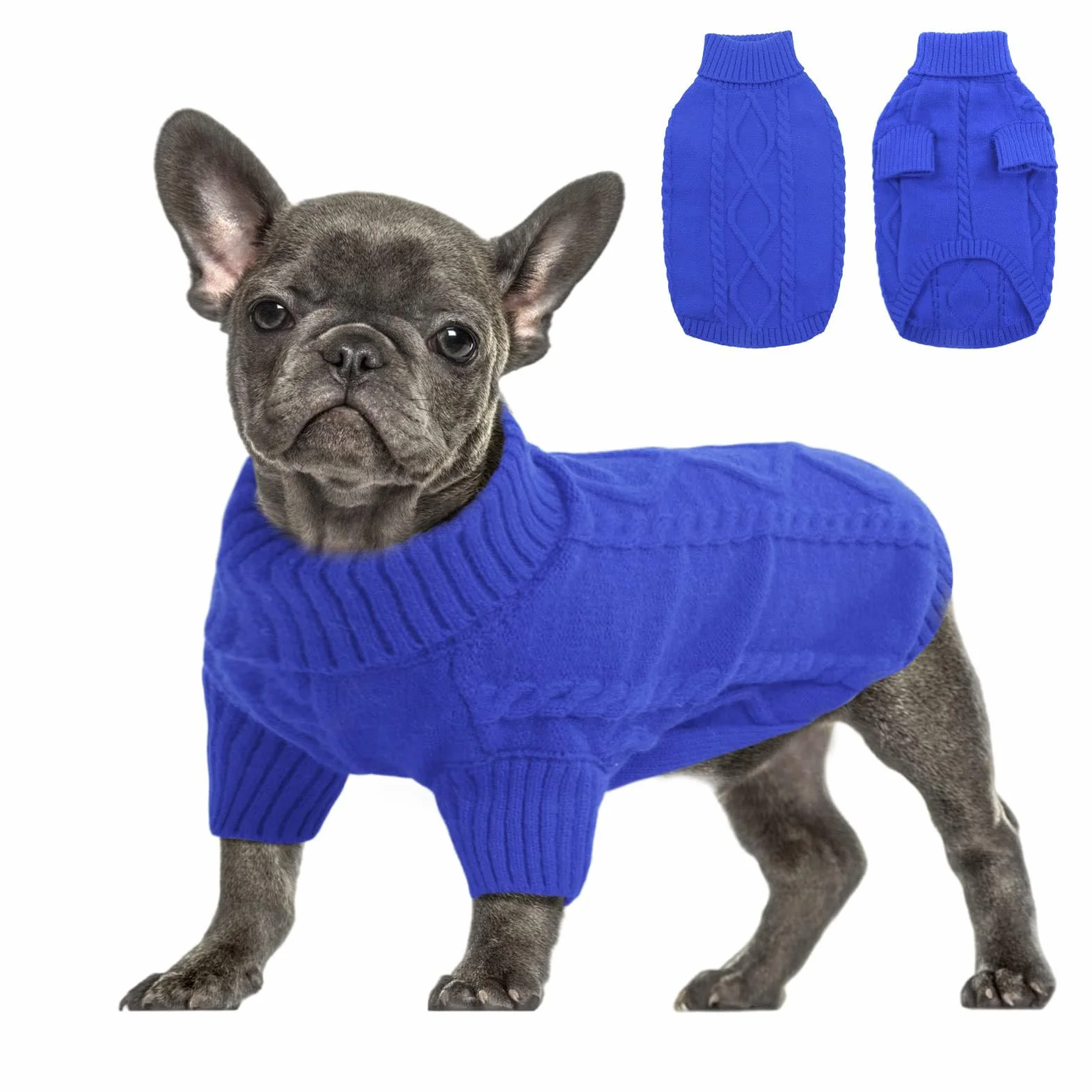 Queenmore Maglione Per Cani Taglia Media, Maglioncino Bassotto Caldo, Felpa A Collo Alto Ritorto, Vestiti Per Gatti, Elastico Per Bulldog Francese Barboncino Chihuahua, Blu, M